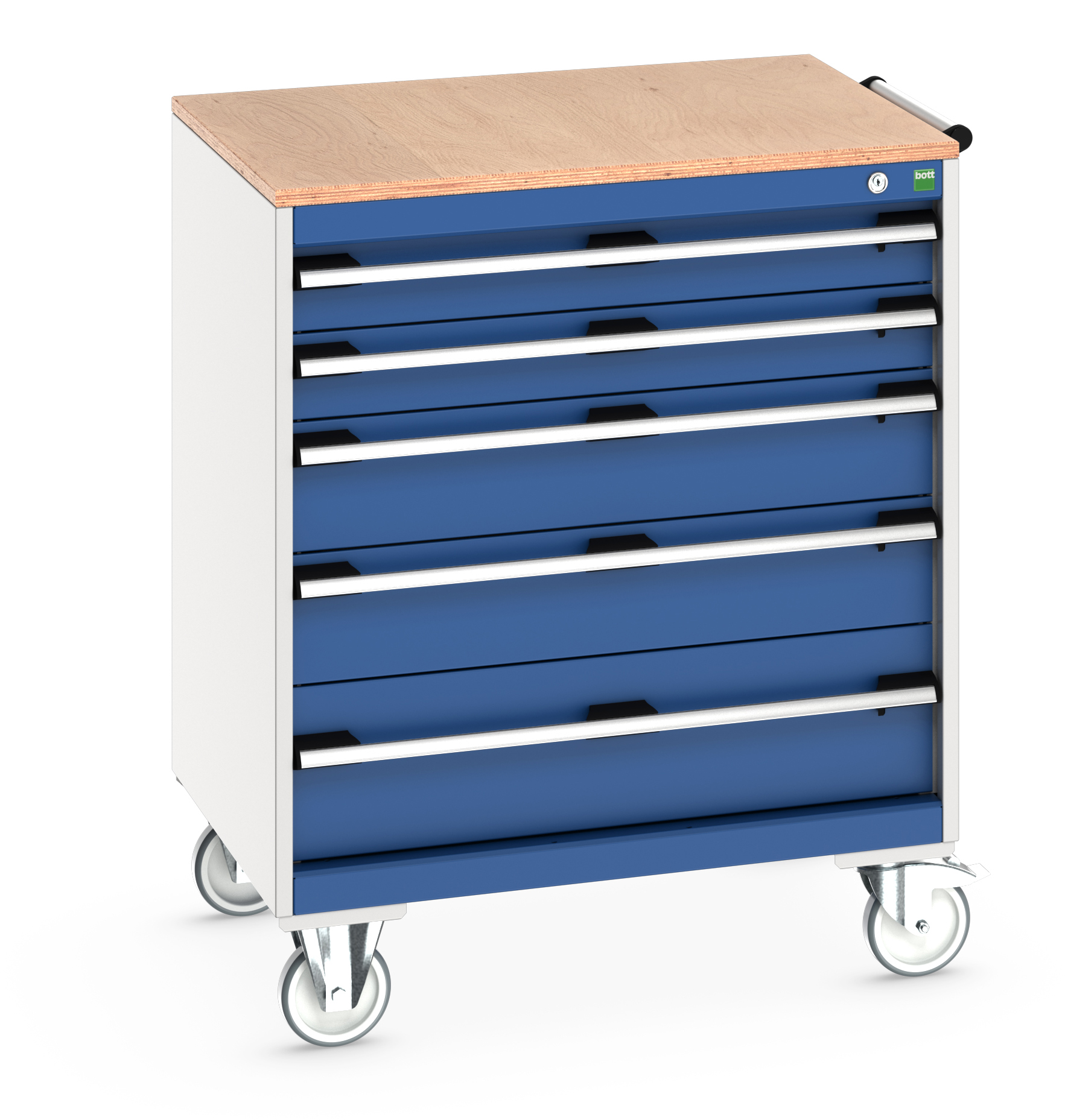 Bott Cubio Mobile Drawer Cabinet With 5 Drawers & Multiplex Worktop - 40402157.11V