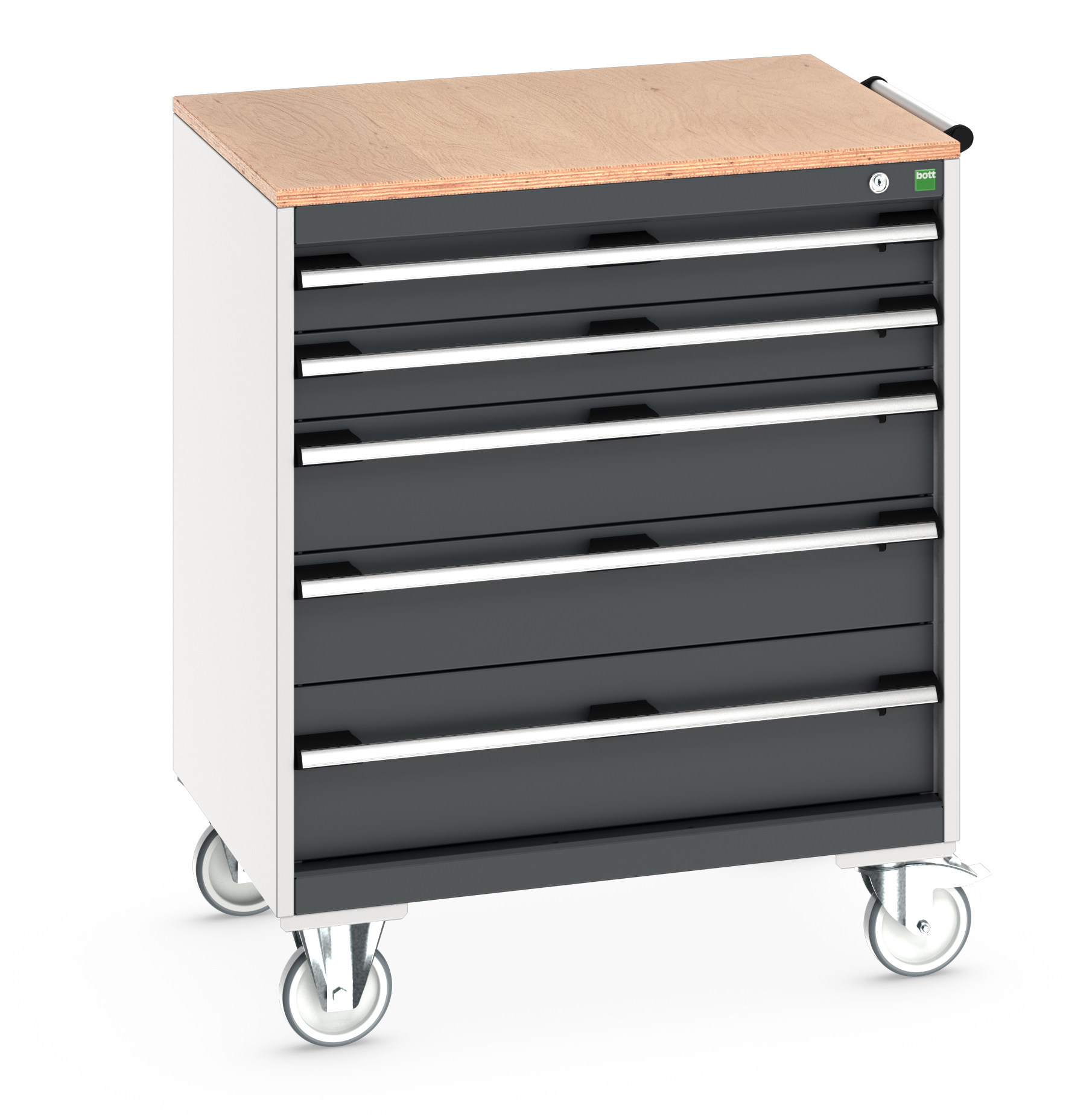 Bott Cubio Mobile Drawer Cabinet With 5 Drawers & Multiplex Worktop - 40402157.19V