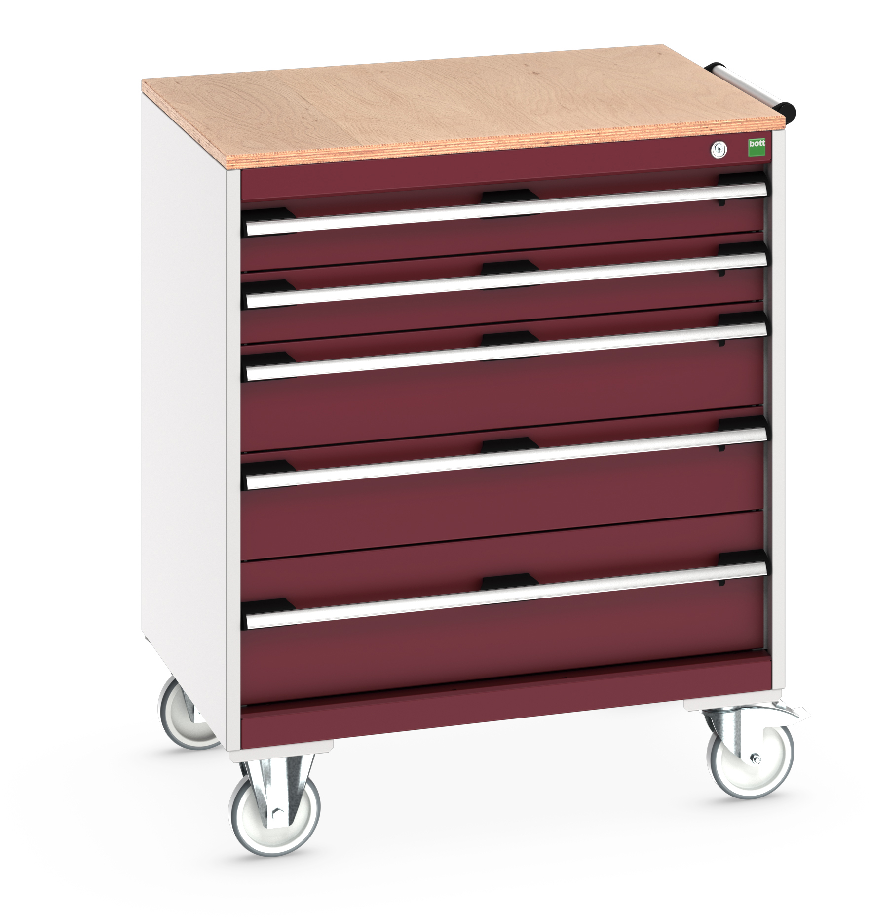 Bott Cubio Mobile Drawer Cabinet With 5 Drawers & Multiplex Worktop - 40402157.24V