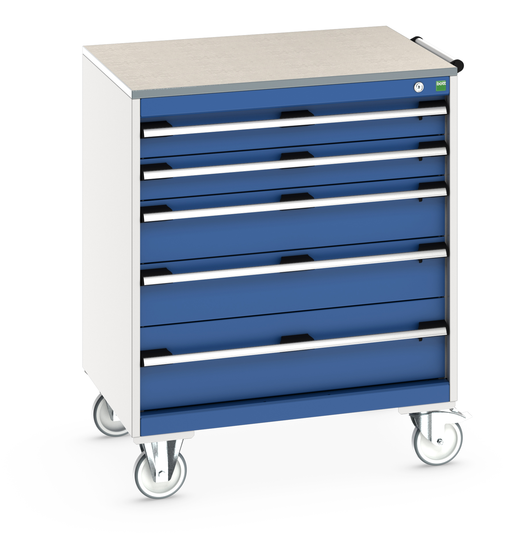Bott Cubio Mobile Drawer Cabinet With 5 Drawers & Lino Worktop - 40402158.11V