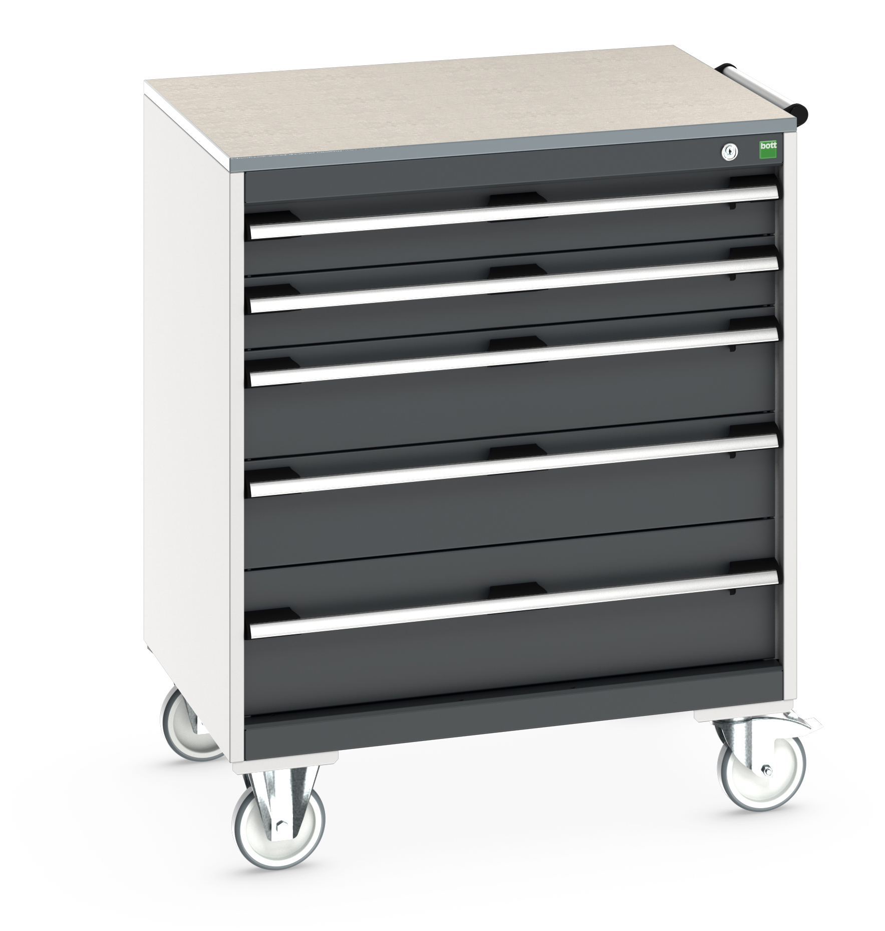 Bott Cubio Mobile Drawer Cabinet With 5 Drawers & Lino Worktop - 40402158.19V