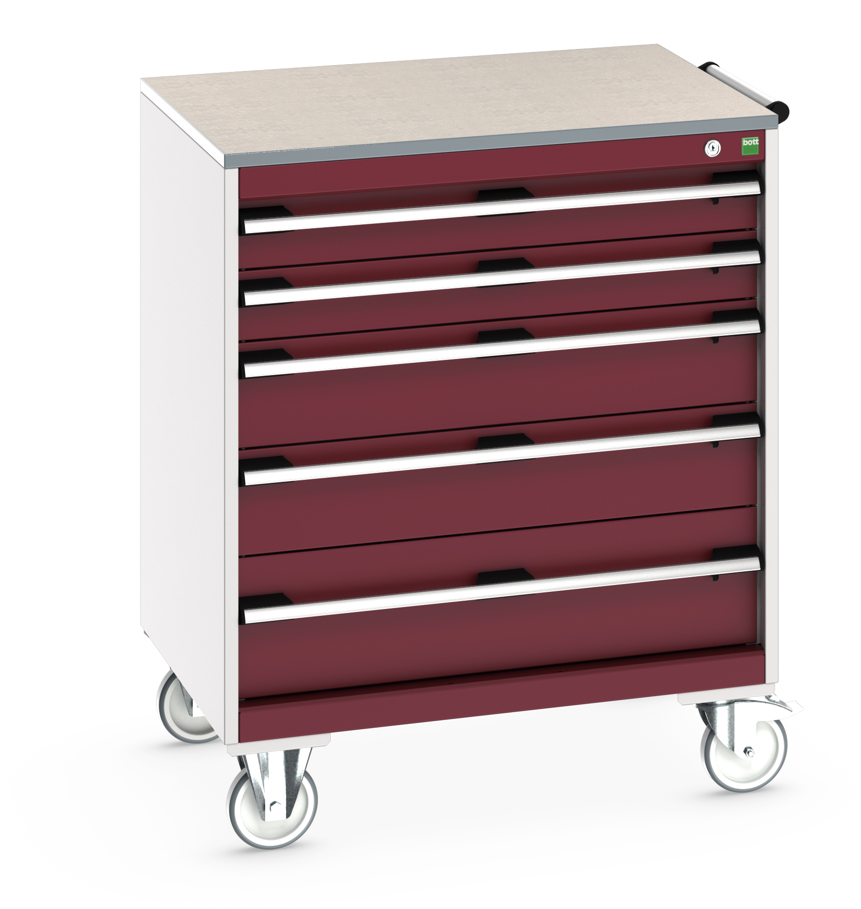 Bott Cubio Mobile Drawer Cabinet With 5 Drawers & Lino Worktop - 40402158.24V