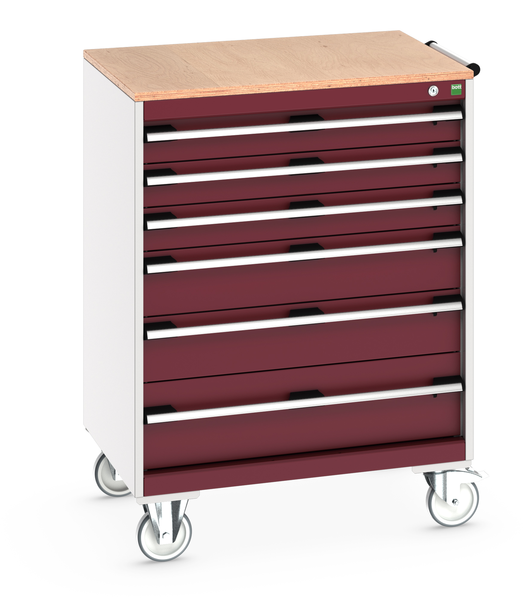 Bott Cubio Mobile Drawer Cabinet With 6 Drawers & Multiplex Worktop - 40402159.24V