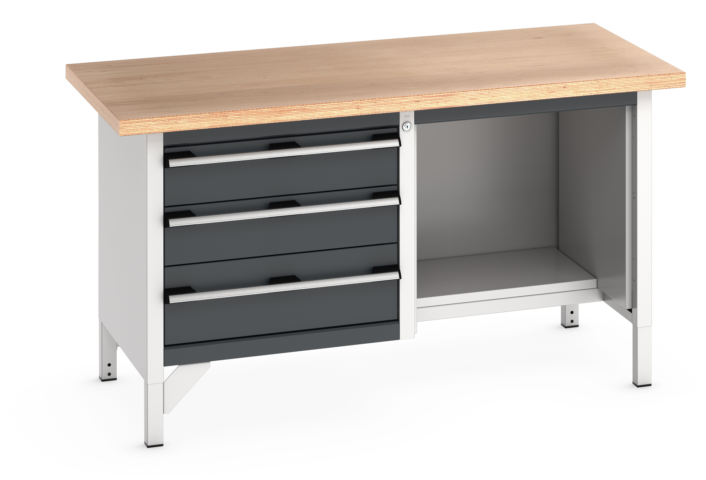 Bott Cubio Storage Bench With 3 Drawer Cabinet / Open With Half Depth Base Shelf - 41002040.19V