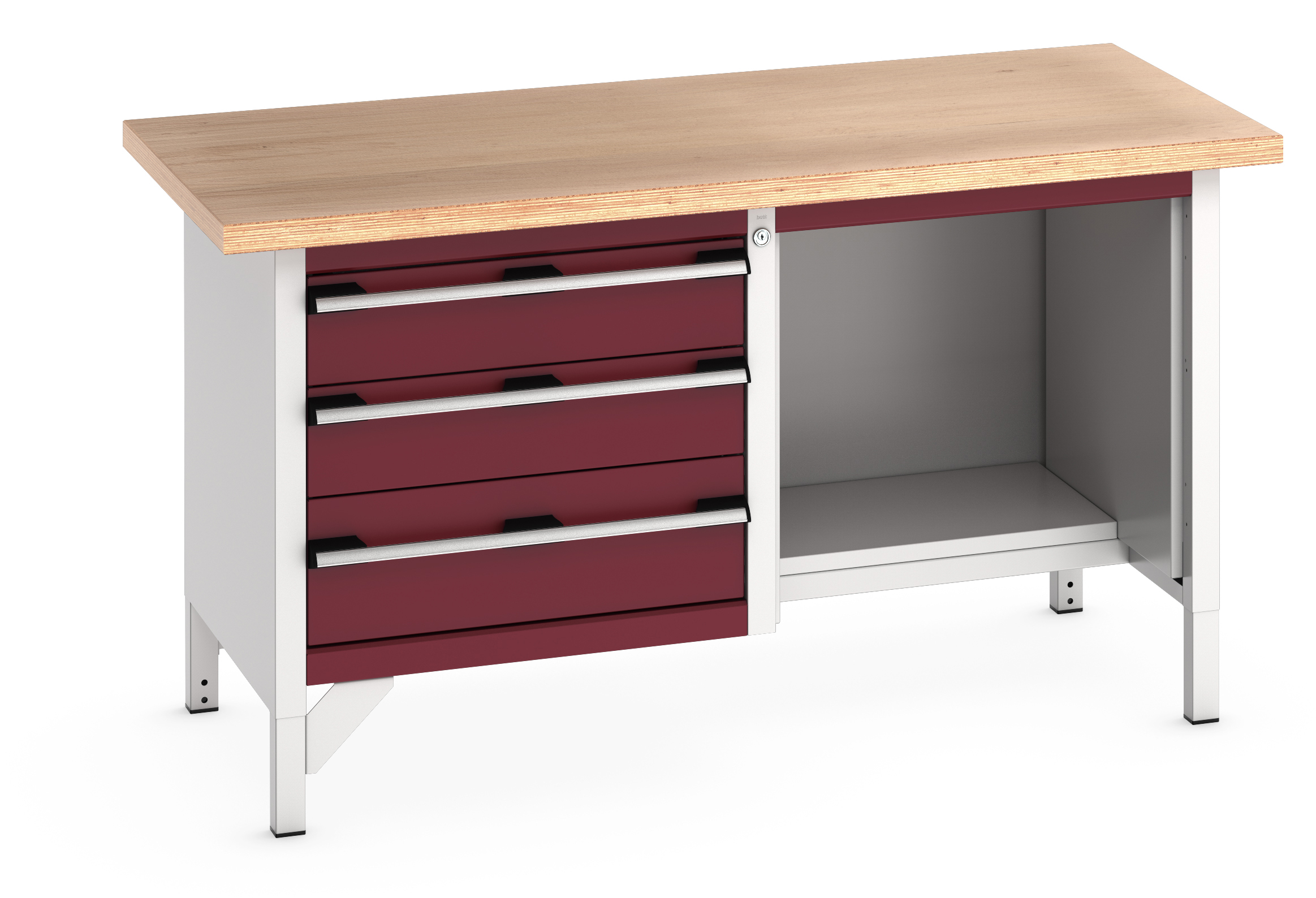 Bott Cubio Storage Bench With 3 Drawer Cabinet / Open With Half Depth Base Shelf - 41002040.24V