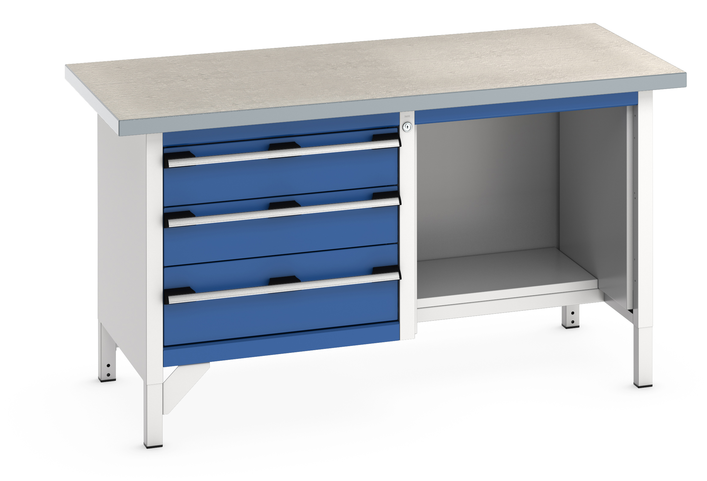 Bott Cubio Storage Bench With 3 Drawer Cabinet / Open With Half Depth Base Shelf - 41002042.11V