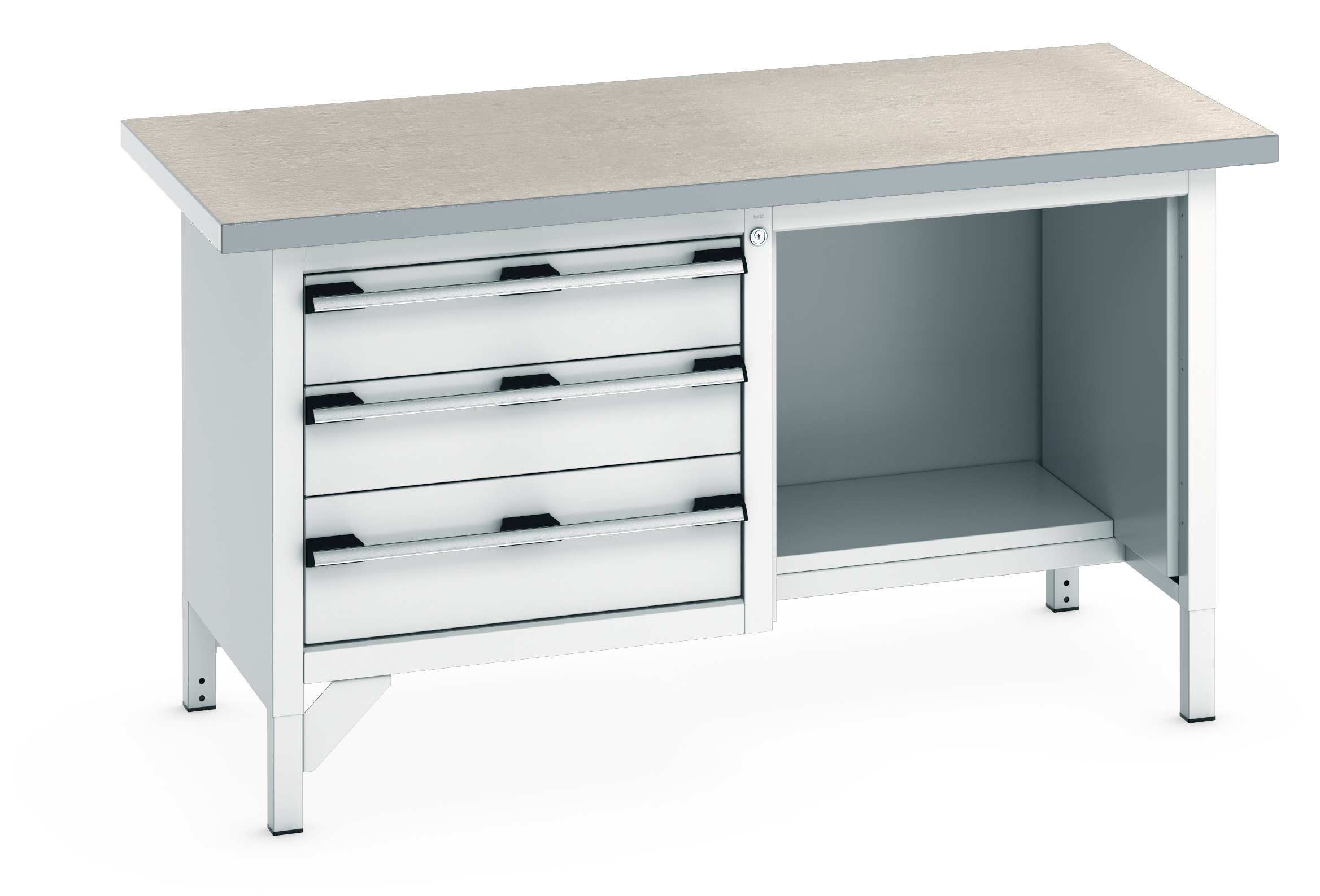 Bott Cubio Storage Bench With 3 Drawer Cabinet / Open With Half Depth Base Shelf - 41002042.16V