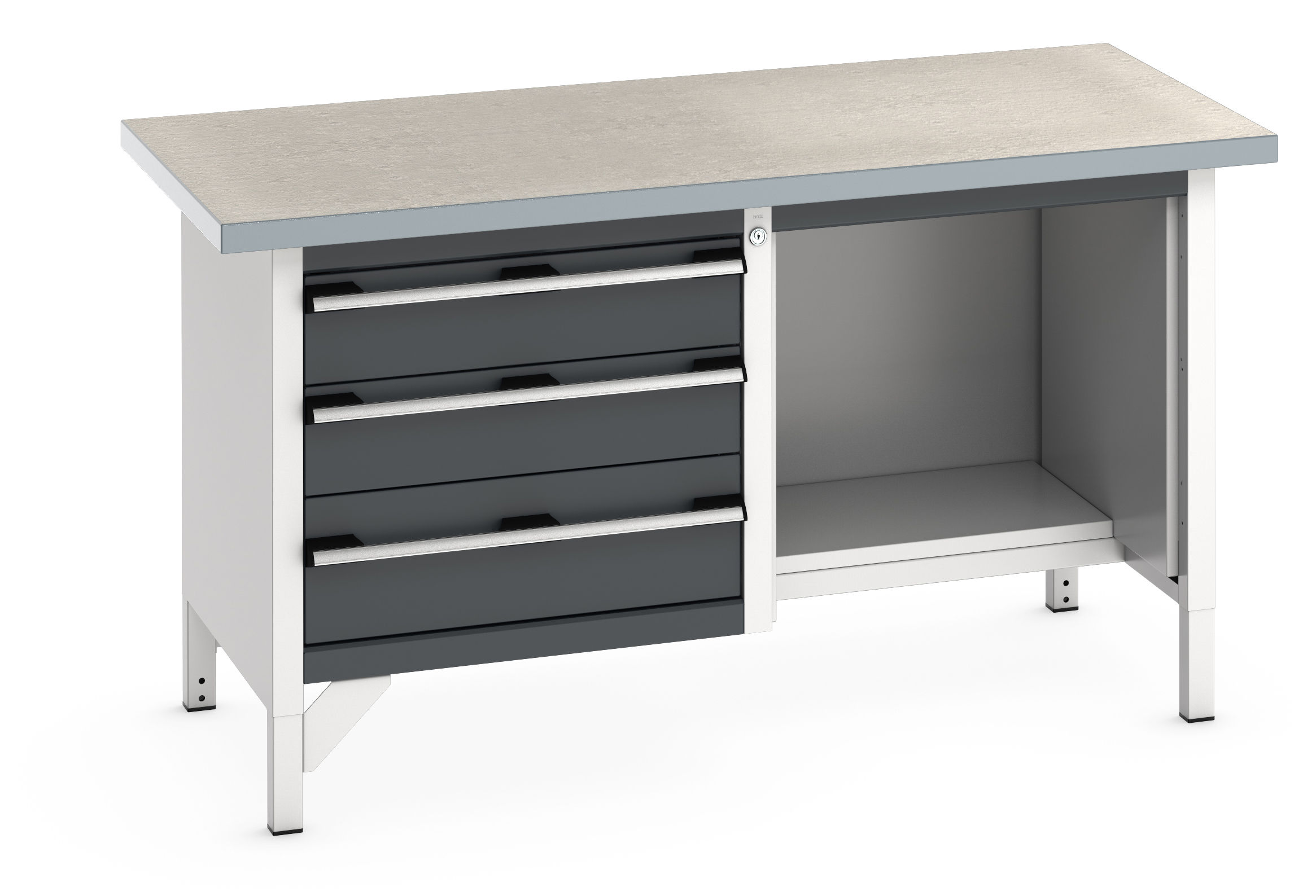 Bott Cubio Storage Bench With 3 Drawer Cabinet / Open With Half Depth Base Shelf - 41002042.19V