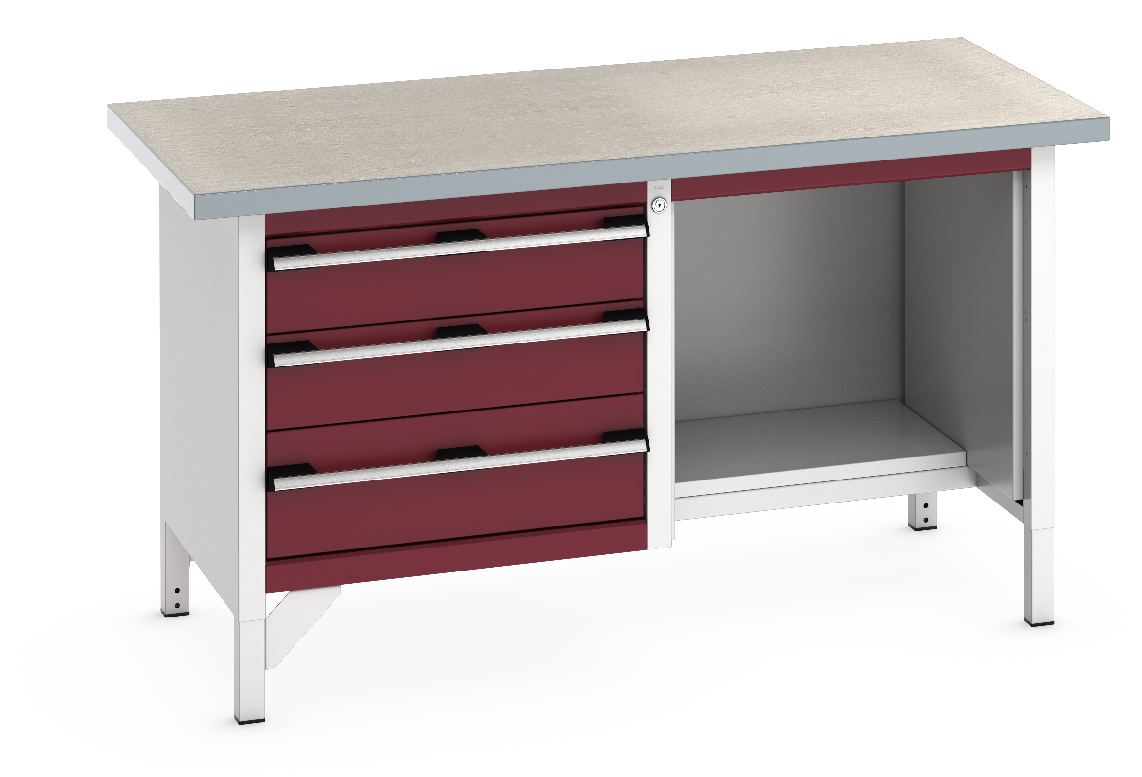 Bott Cubio Storage Bench With 3 Drawer Cabinet / Open With Half Depth Base Shelf - 41002042.24V