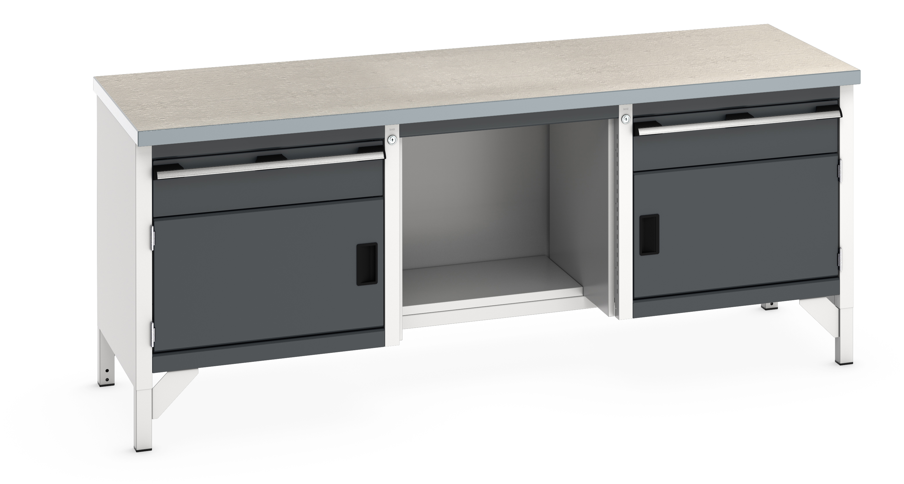 Bott Cubio Storage Bench With 1 Drawer-Door Cabinet / Open With Half Depth Base Shelf / 1 Drawer-Door Cabinet - 41002069.19V