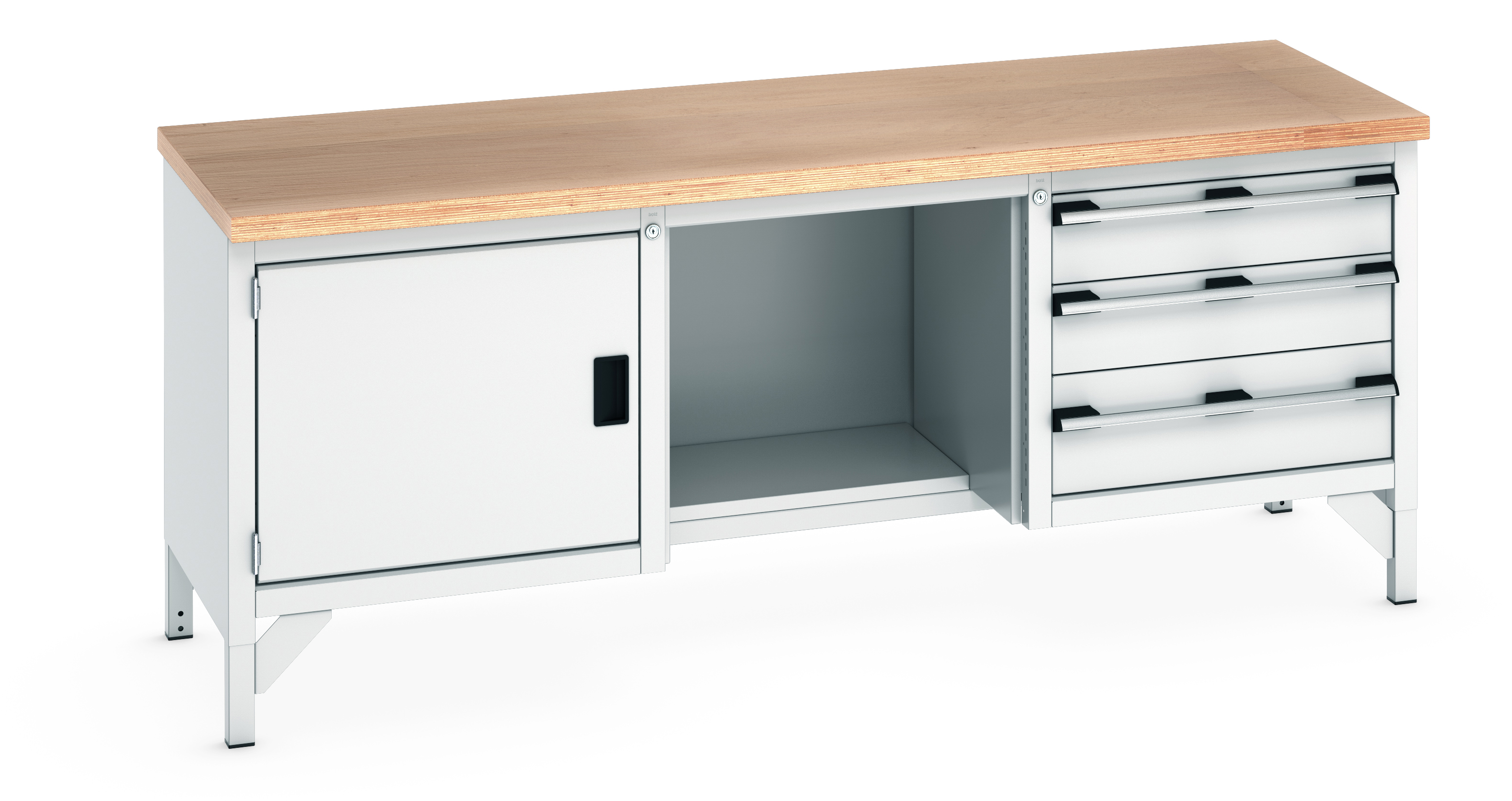 Bott Cubio Storage Bench With Full Cupboard / Open With Half Depth Base Shelf / 3 Drawer Cabinet - 41002070.16V
