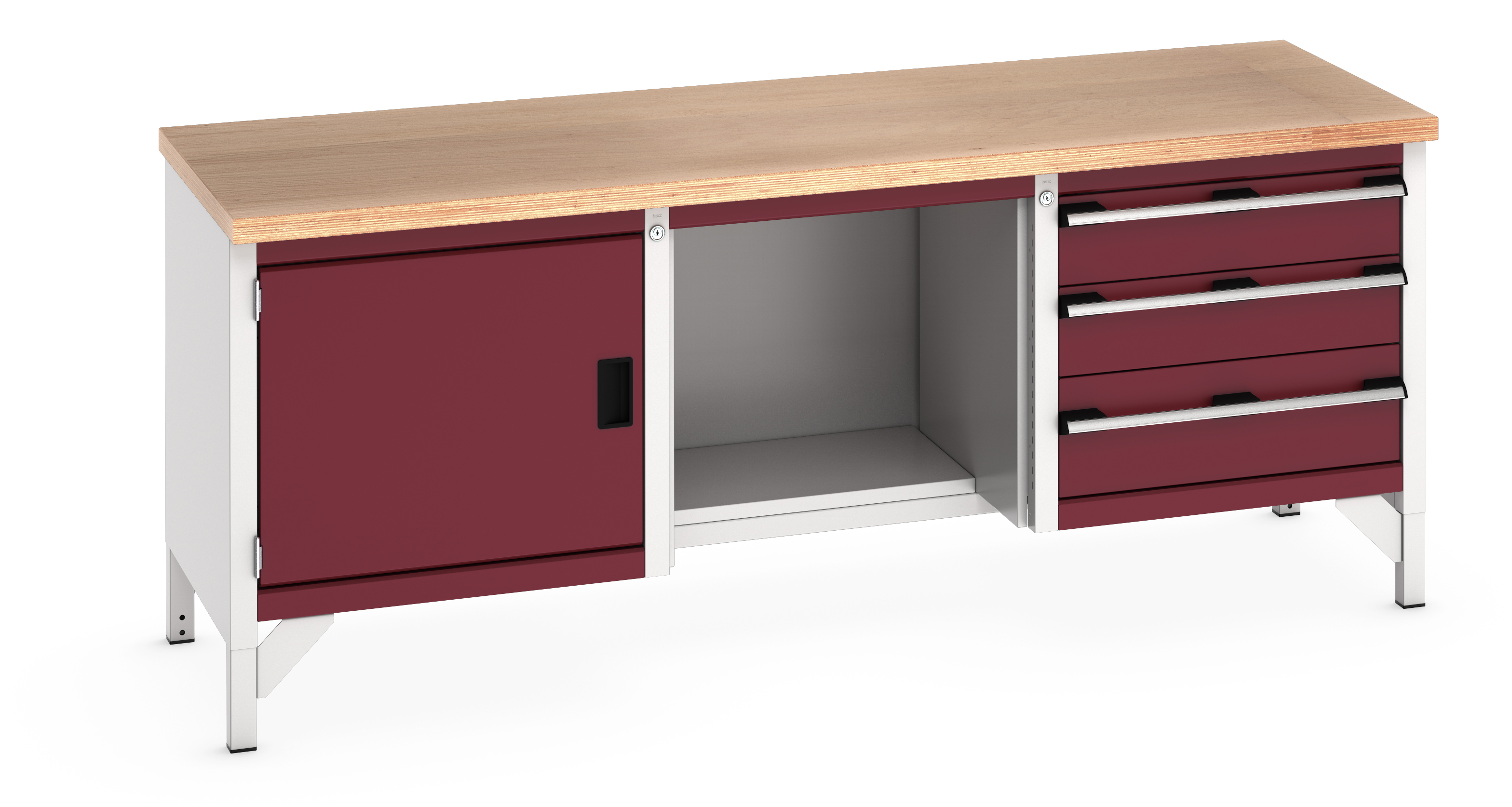 Bott Cubio Storage Bench With Full Cupboard / Open With Half Depth Base Shelf / 3 Drawer Cabinet - 41002070.24V