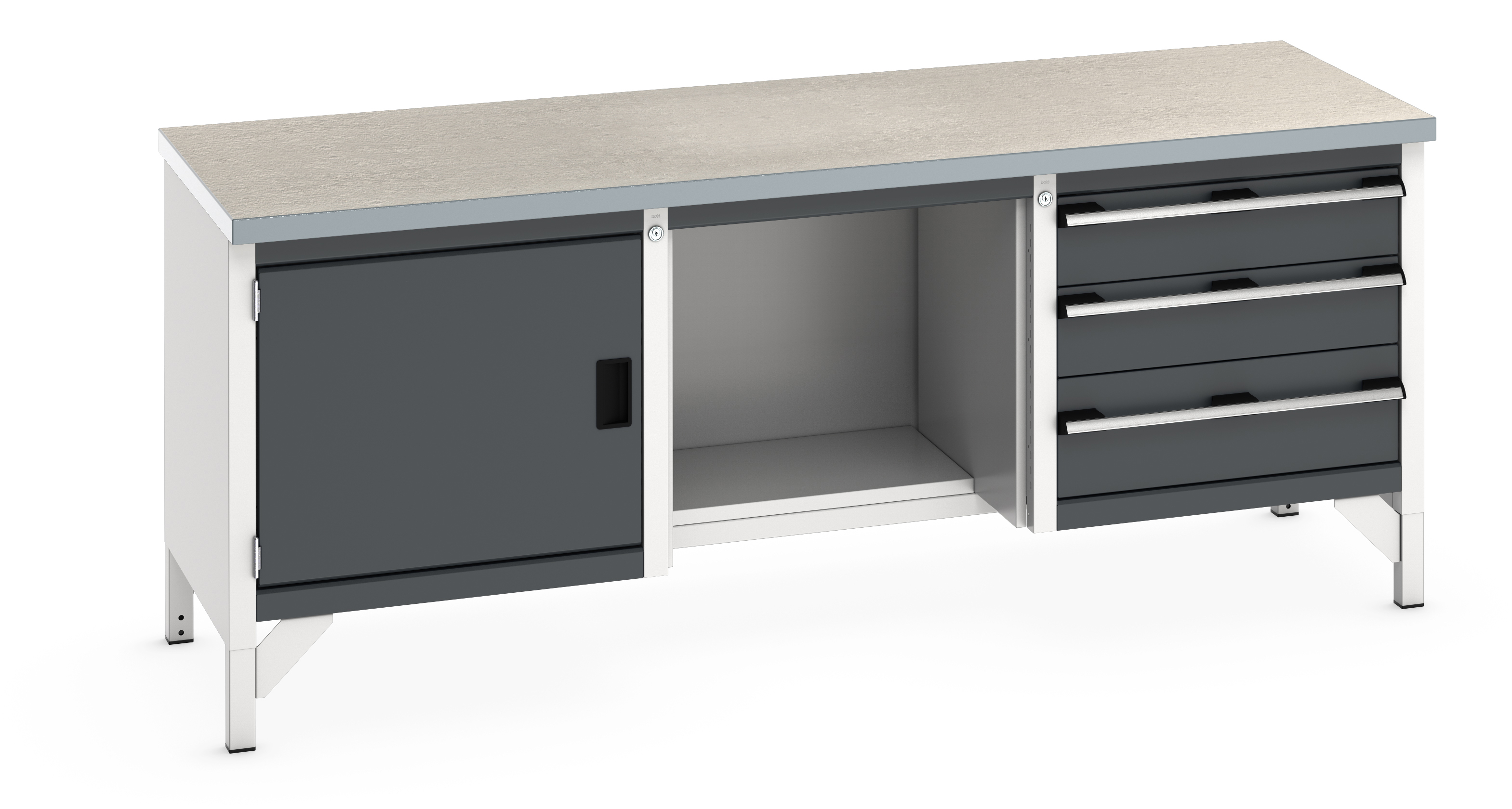 Bott Cubio Storage Bench With Full Cupboard / Open With Half Depth Base Shelf / 3 Drawer Cabinet - 41002072.19V