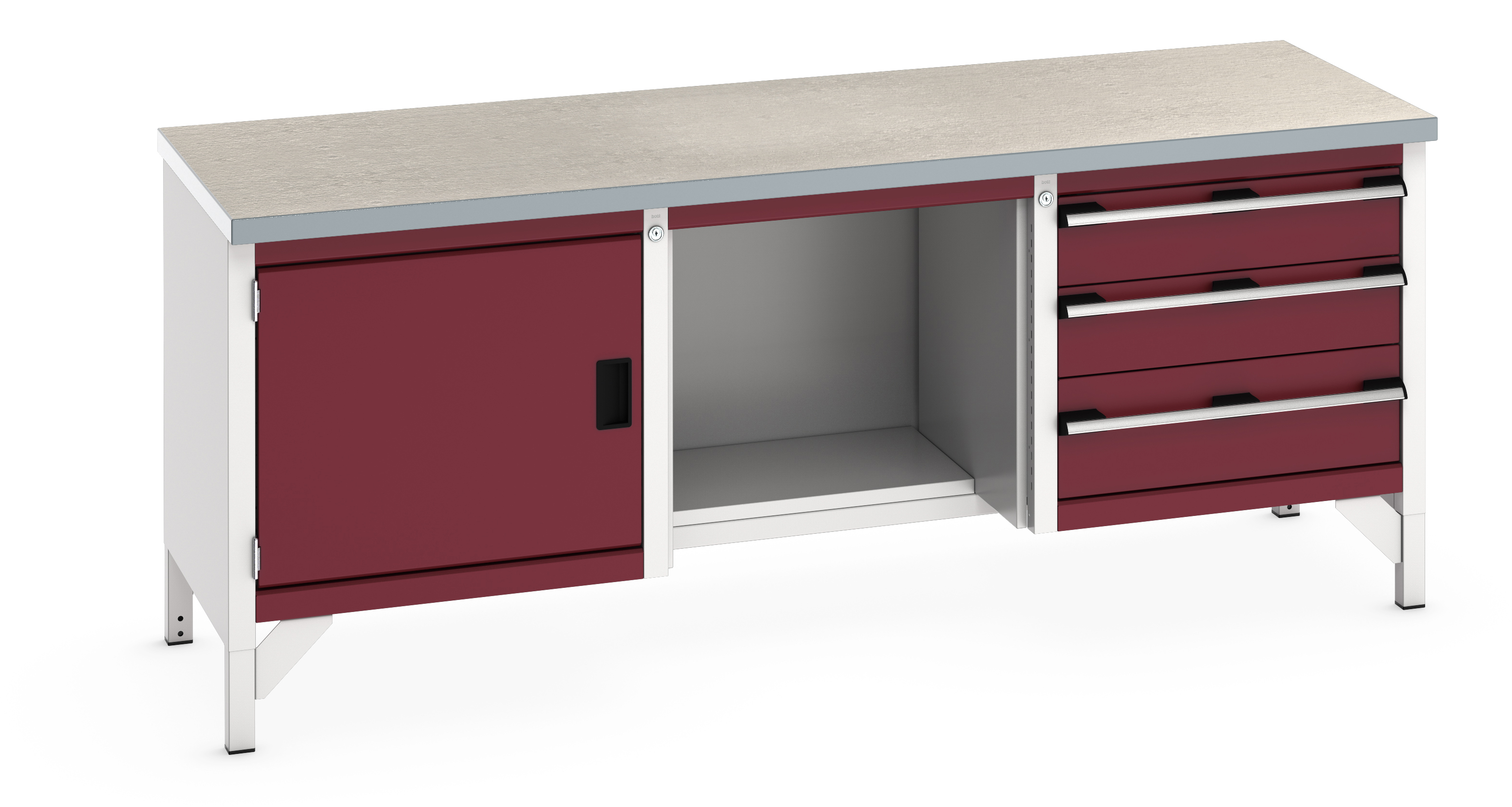 Bott Cubio Storage Bench With Full Cupboard / Open With Half Depth Base Shelf / 3 Drawer Cabinet - 41002072.24V