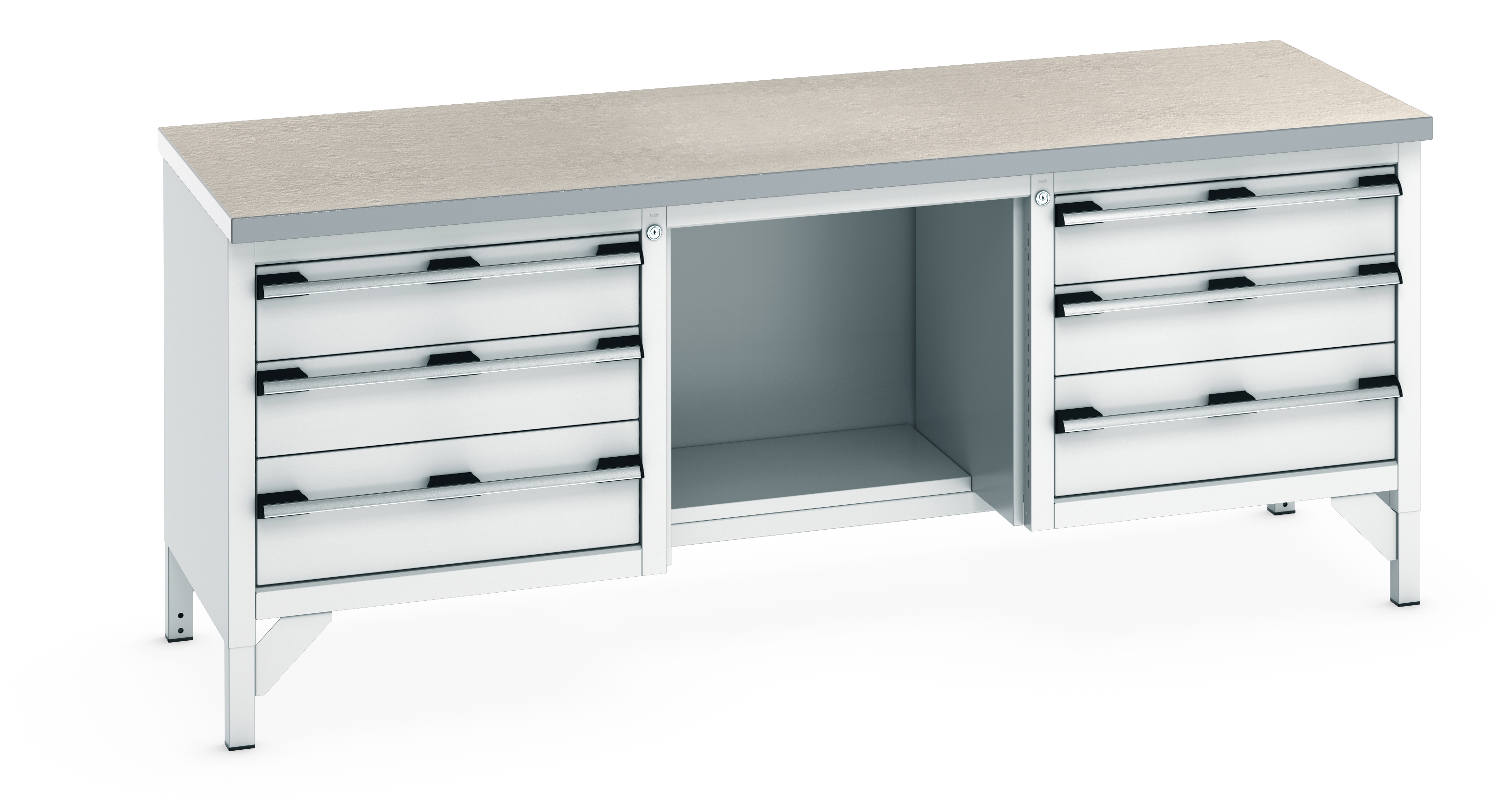 Bott Cubio Storage Bench With 3 Drawer Cabinet / Open With Half Depth Base Shelf / 3 Drawer Cabinet - 41002075.16V