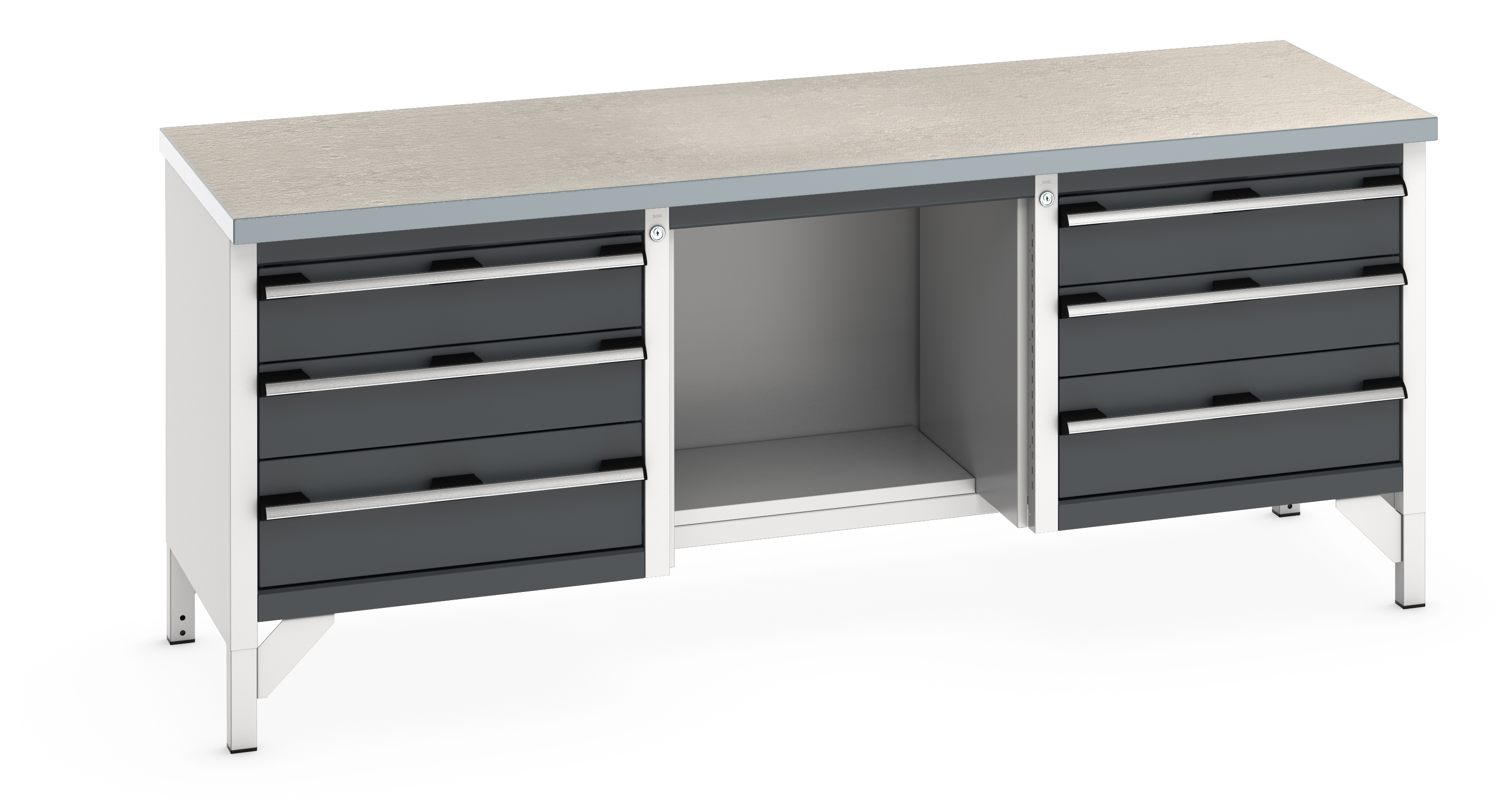 Bott Cubio Storage Bench With 3 Drawer Cabinet / Open With Half Depth Base Shelf / 3 Drawer Cabinet - 41002075.19V