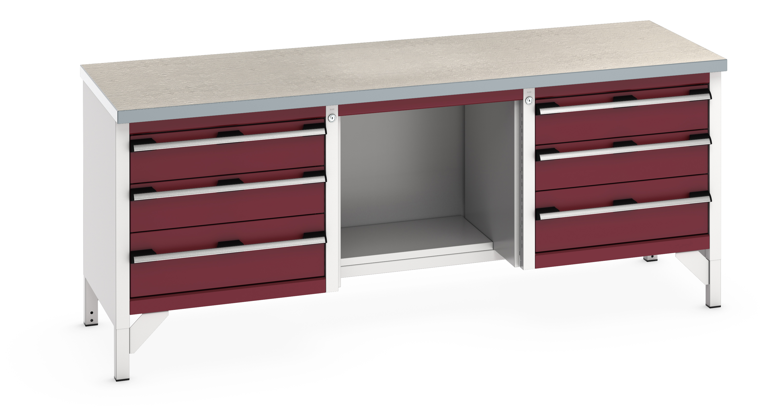 Bott Cubio Storage Bench With 3 Drawer Cabinet / Open With Half Depth Base Shelf / 3 Drawer Cabinet - 41002075.24V