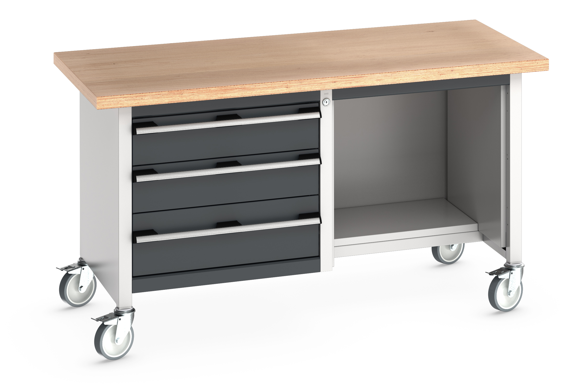 Bott Cubio Mobile Storage Bench With 3 Drawer Cabinet / Open With Half Depth Base Shelf - 41002115.19V