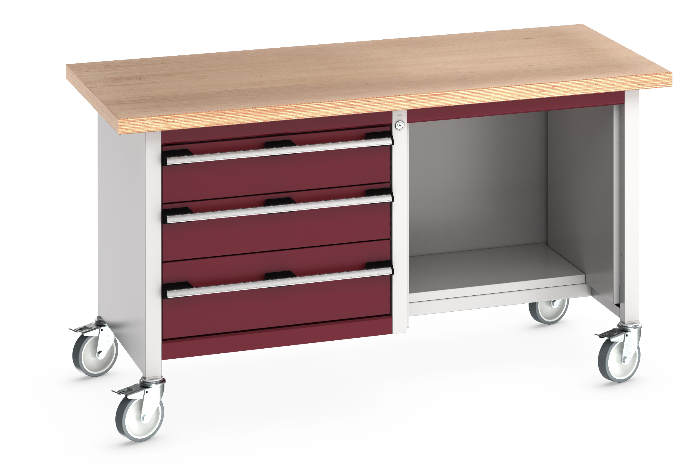 Bott Cubio Mobile Storage Bench With 3 Drawer Cabinet / Open With Half Depth Base Shelf - 41002115.24V