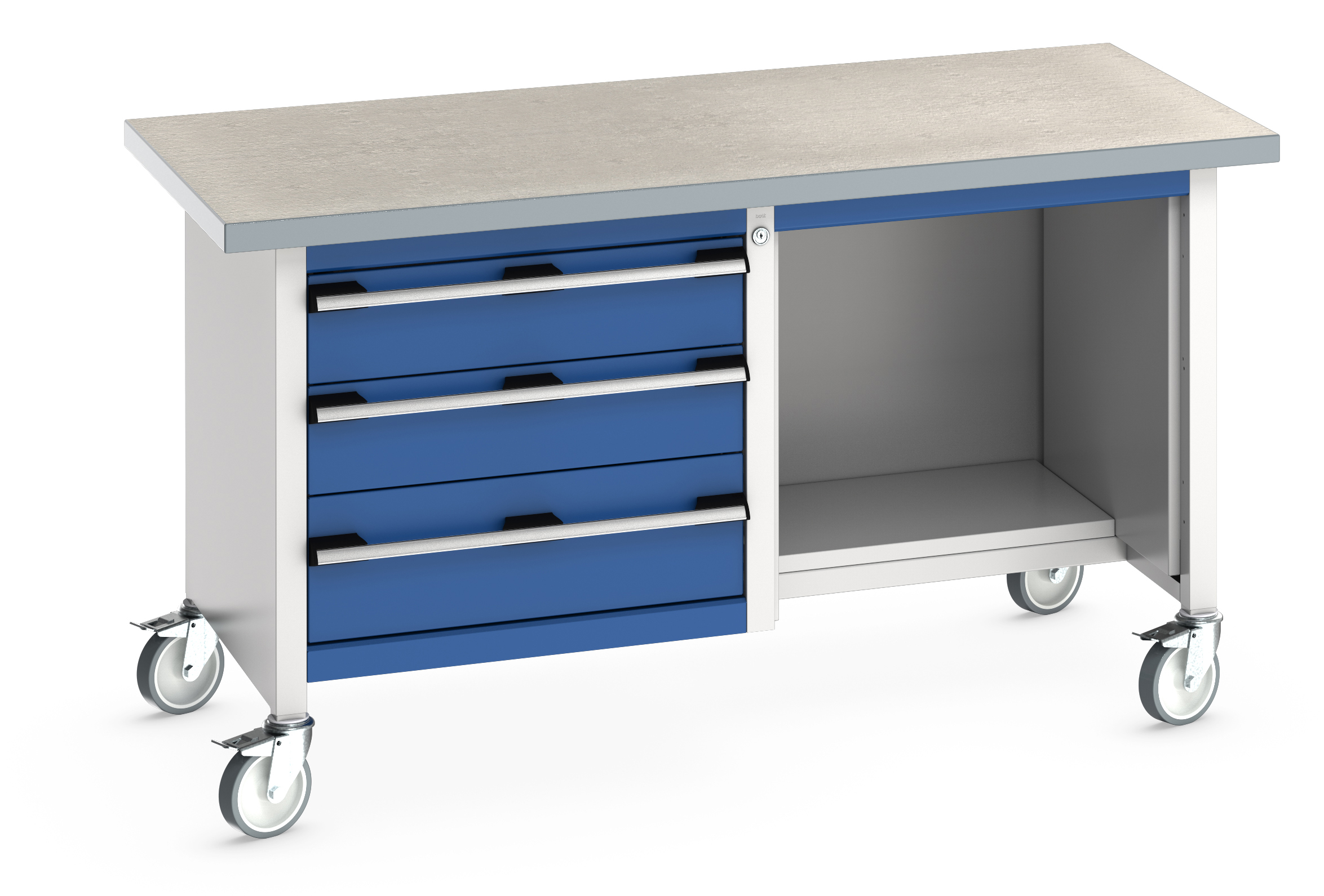 Bott Cubio Mobile Storage Bench With 3 Drawer Cabinet / Open With Half Depth Base Shelf - 41002117.11V