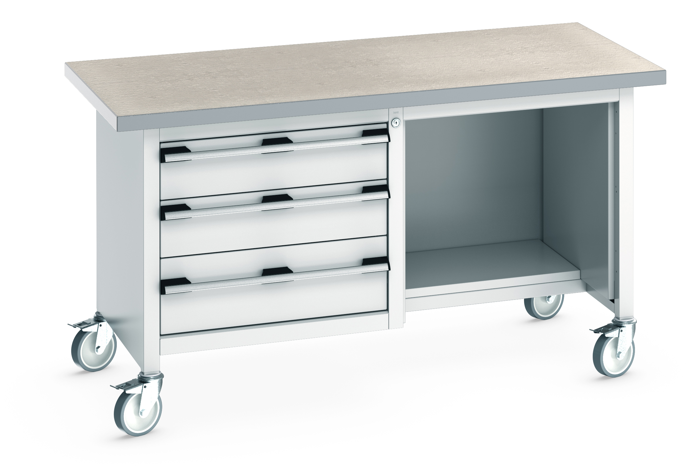 Bott Cubio Mobile Storage Bench With 3 Drawer Cabinet / Open With Half Depth Base Shelf - 41002117.16V