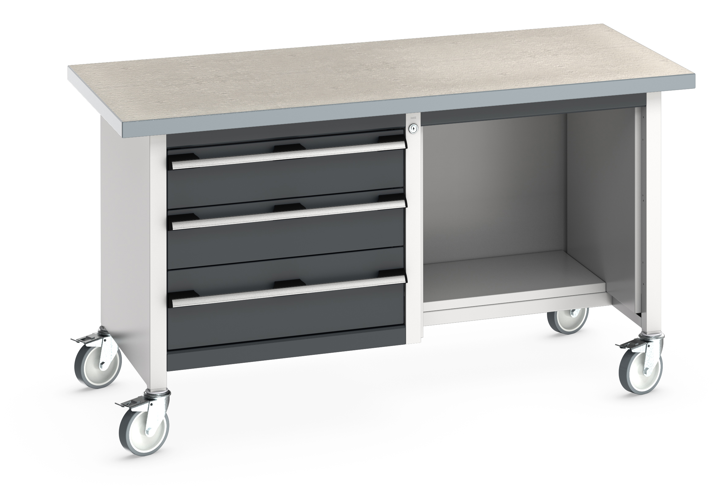 Bott Cubio Mobile Storage Bench With 3 Drawer Cabinet / Open With Half Depth Base Shelf - 41002117.19V