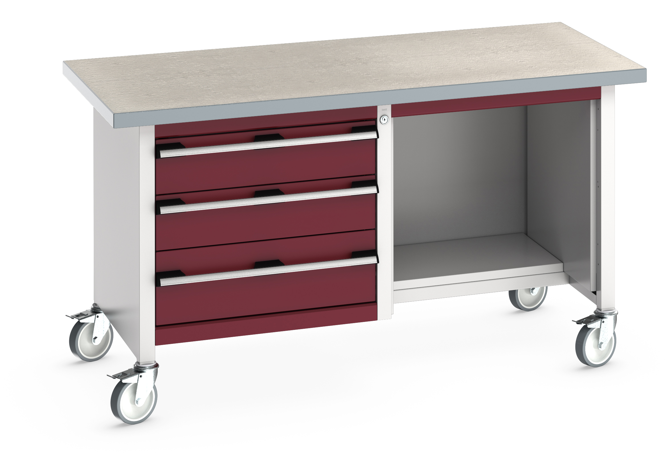 Bott Cubio Mobile Storage Bench With 3 Drawer Cabinet / Open With Half Depth Base Shelf - 41002117.24V