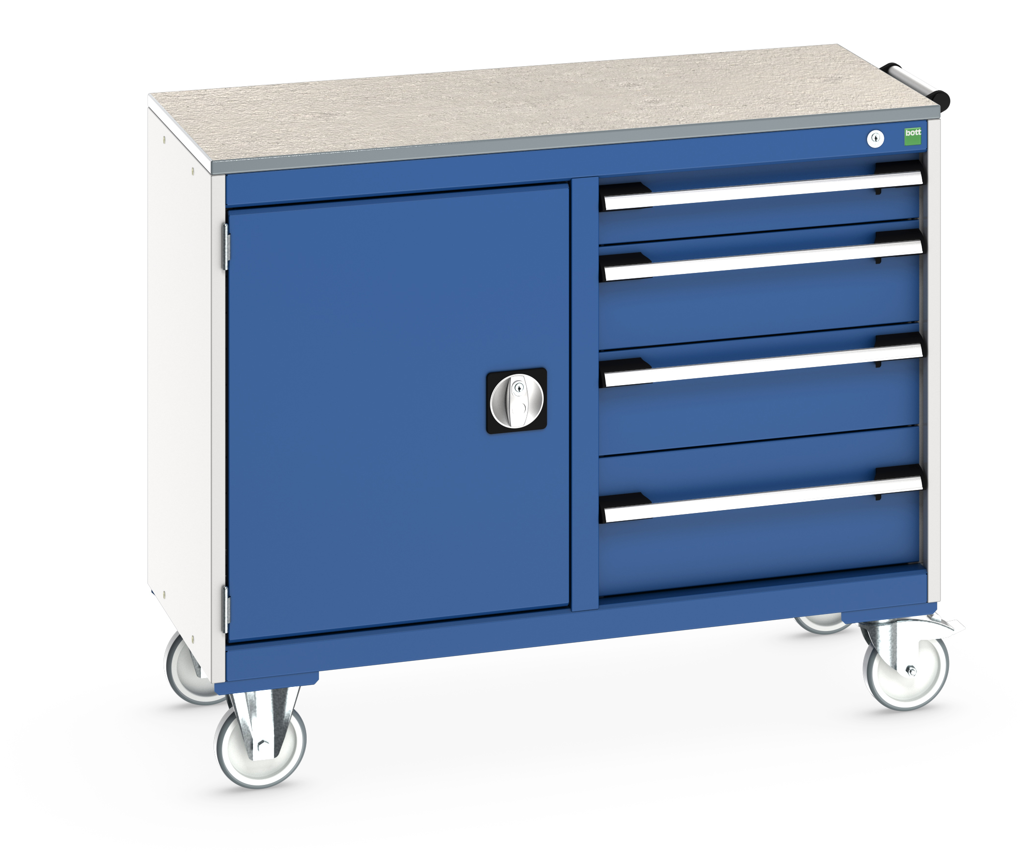 Bott Cubio Maintenance Trolley With Cupboard / 4 Drawers & Lino Top (525/525) - 41006005.11V