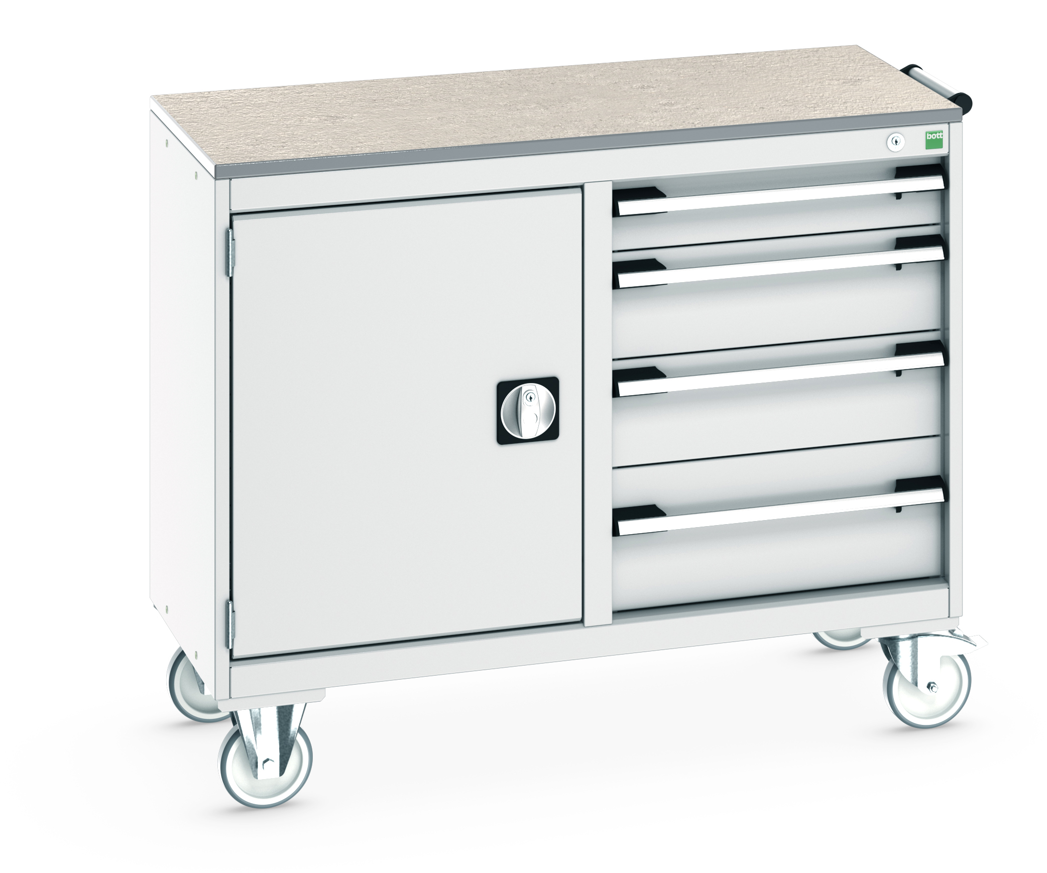 Bott Cubio Maintenance Trolley With Cupboard / 4 Drawers & Lino Top (525/525) - 41006005.16V