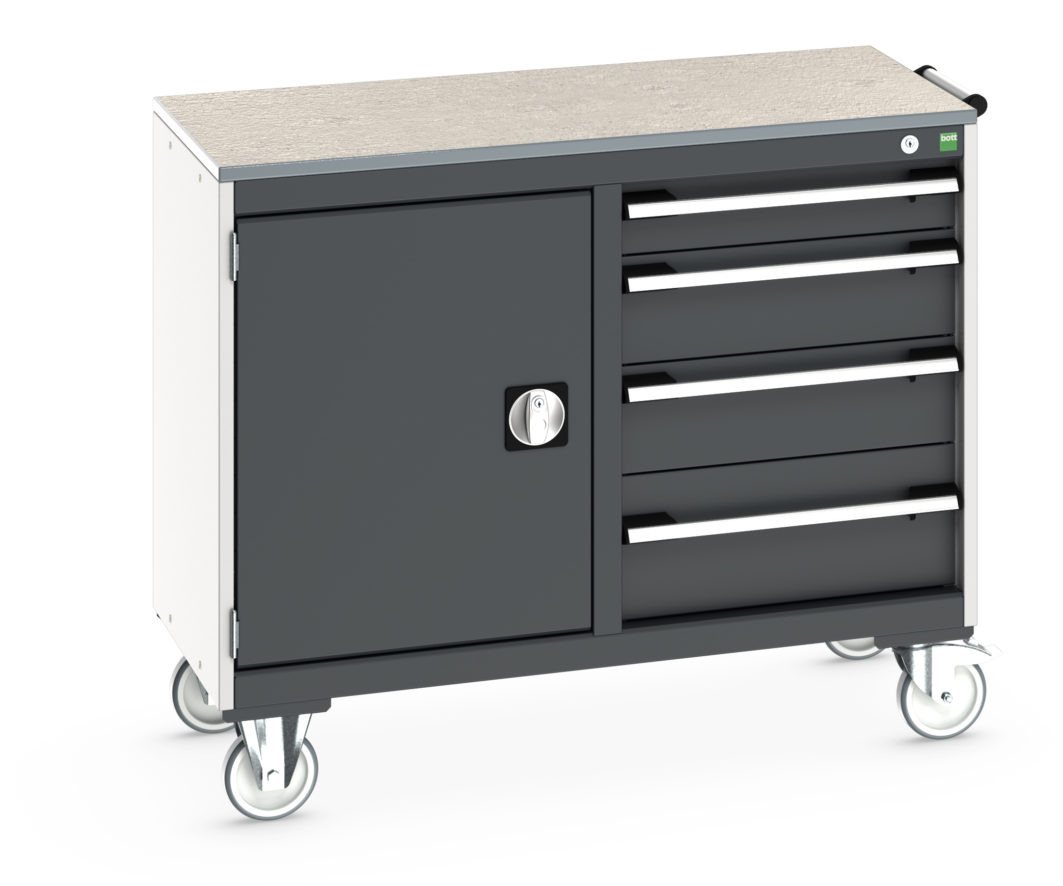 Bott Cubio Maintenance Trolley With Cupboard / 4 Drawers & Lino Top (525/525) - 41006005.19V