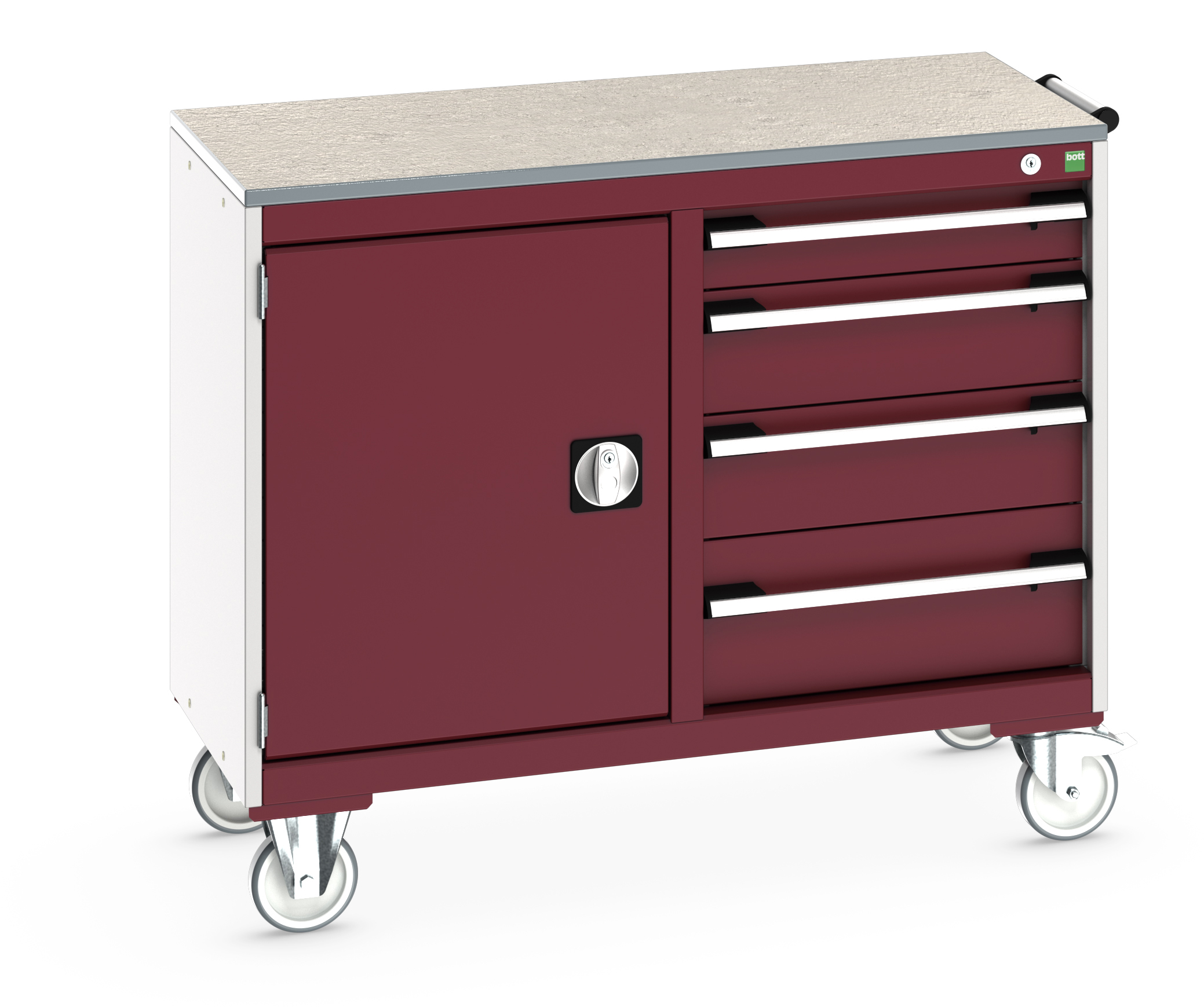 Bott Cubio Maintenance Trolley With Cupboard / 4 Drawers & Lino Top (525/525) - 41006005.24V