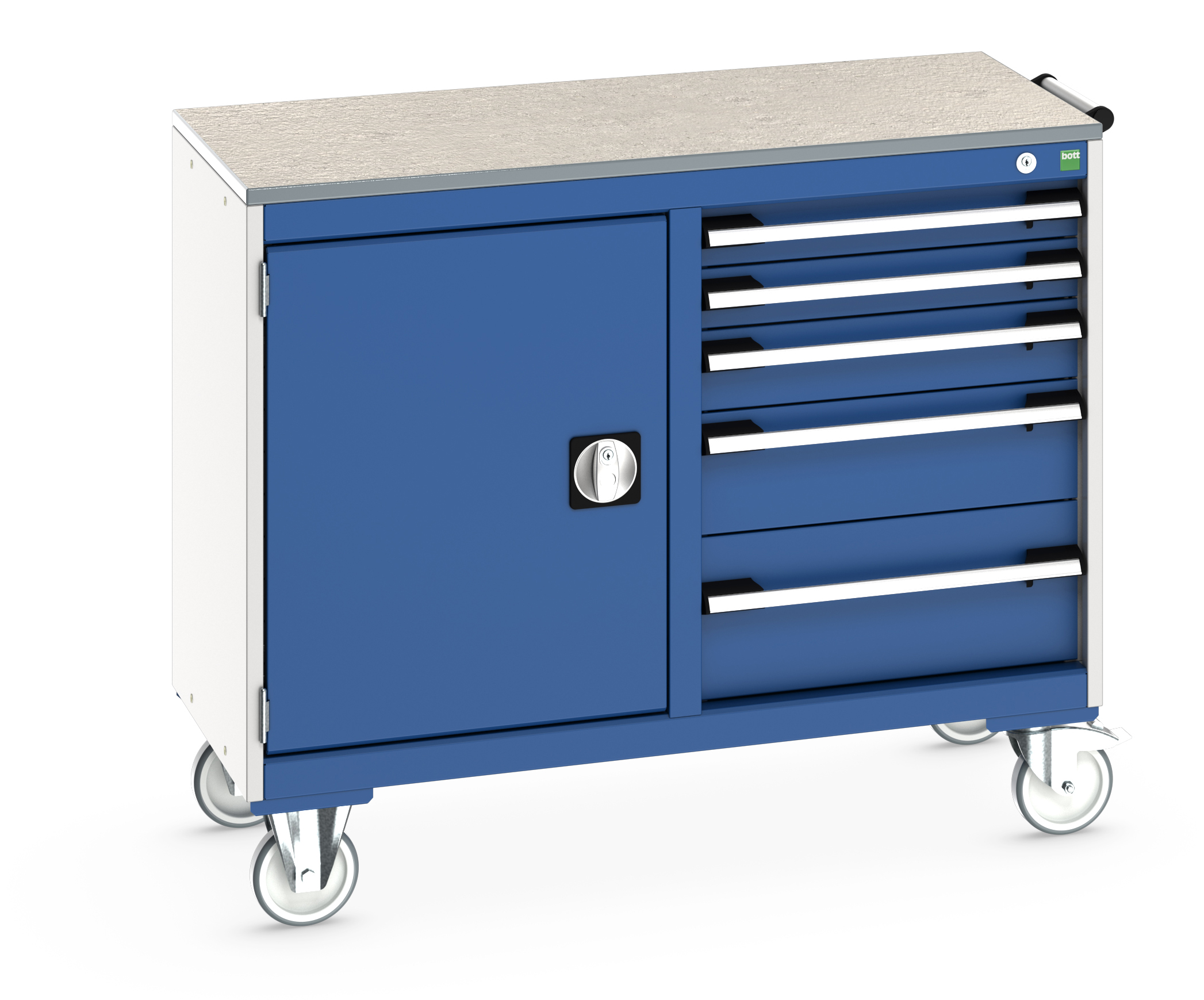 Bott Cubio Maintenance Trolley With Cupboard / 5 Drawers & Lino Top (525/525) - 41006008.11V