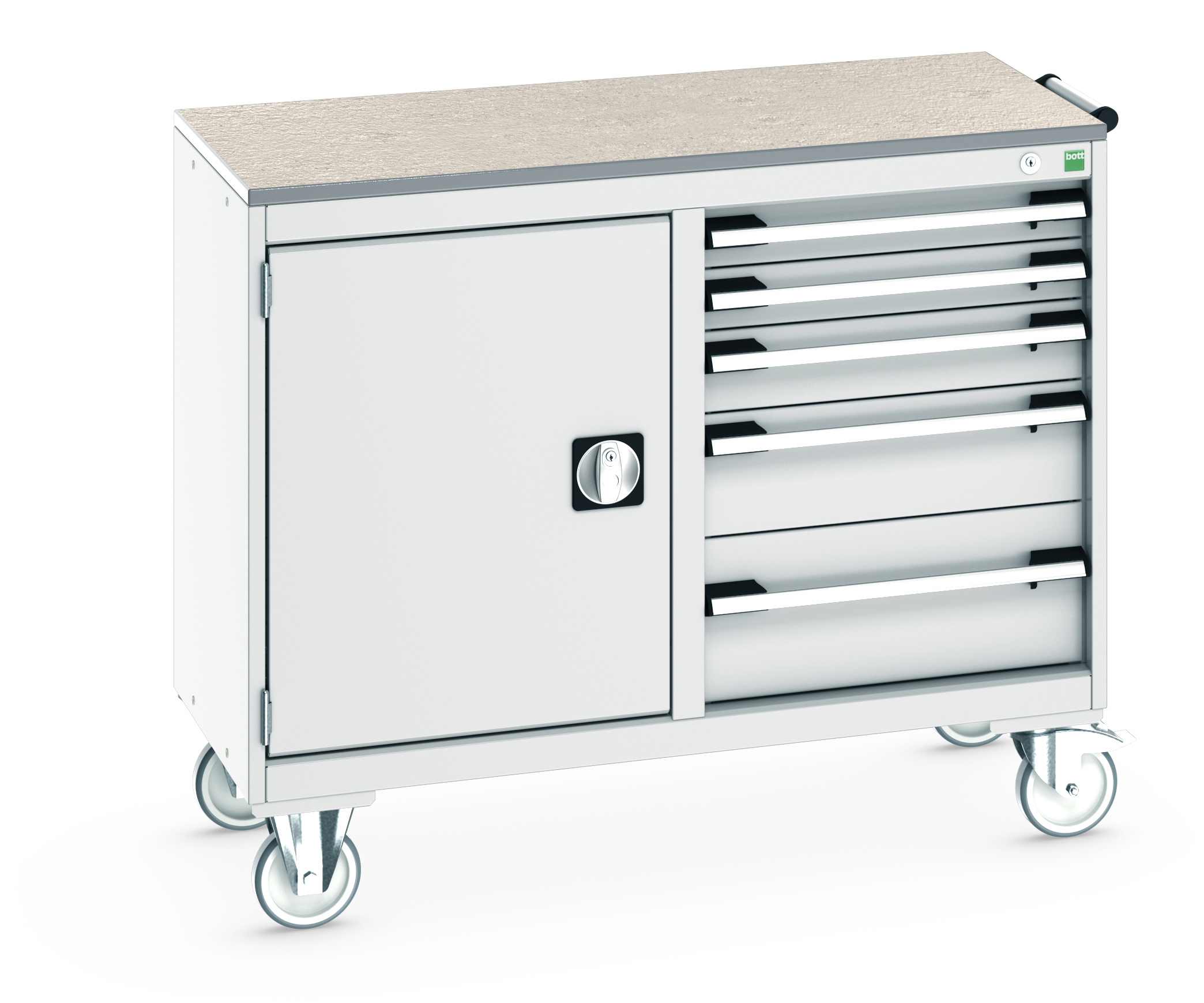 Bott Cubio Maintenance Trolley With Cupboard / 5 Drawers & Lino Top (525/525) - 41006008.16V