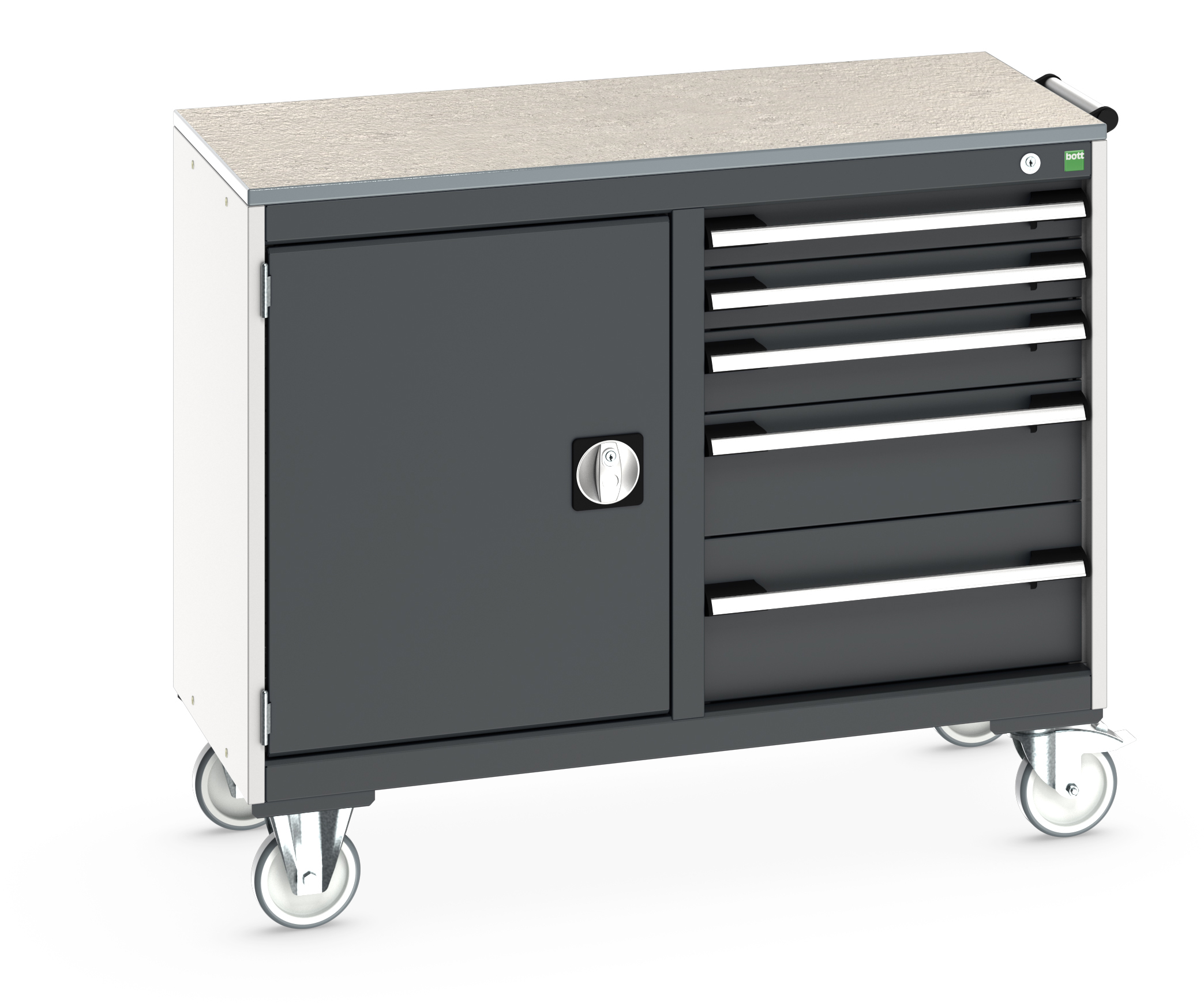 Bott Cubio Maintenance Trolley With Cupboard / 5 Drawers & Lino Top (525/525) - 41006008.19V
