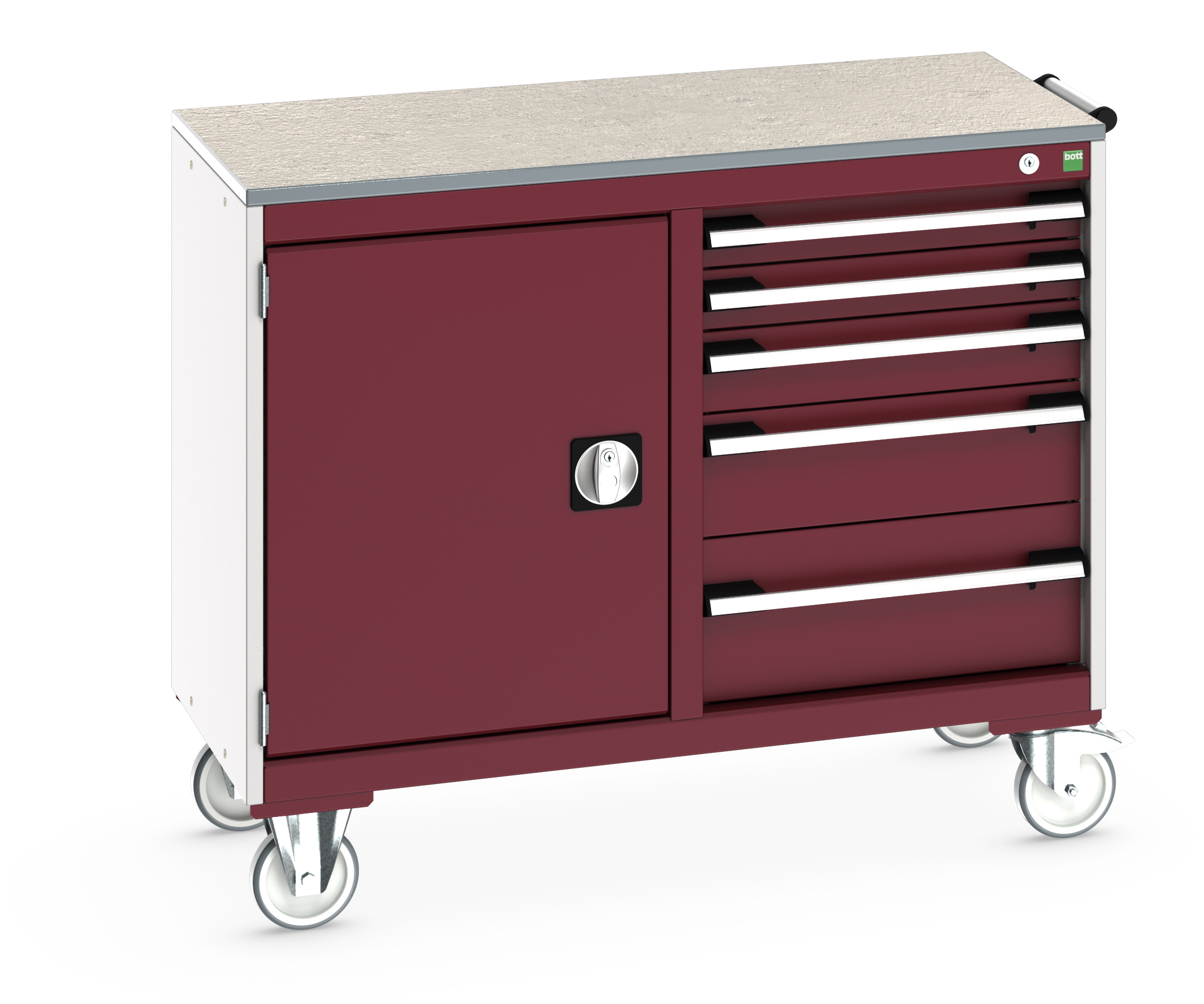 Bott Cubio Maintenance Trolley With Cupboard / 5 Drawers & Lino Top (525/525) - 41006008.24V