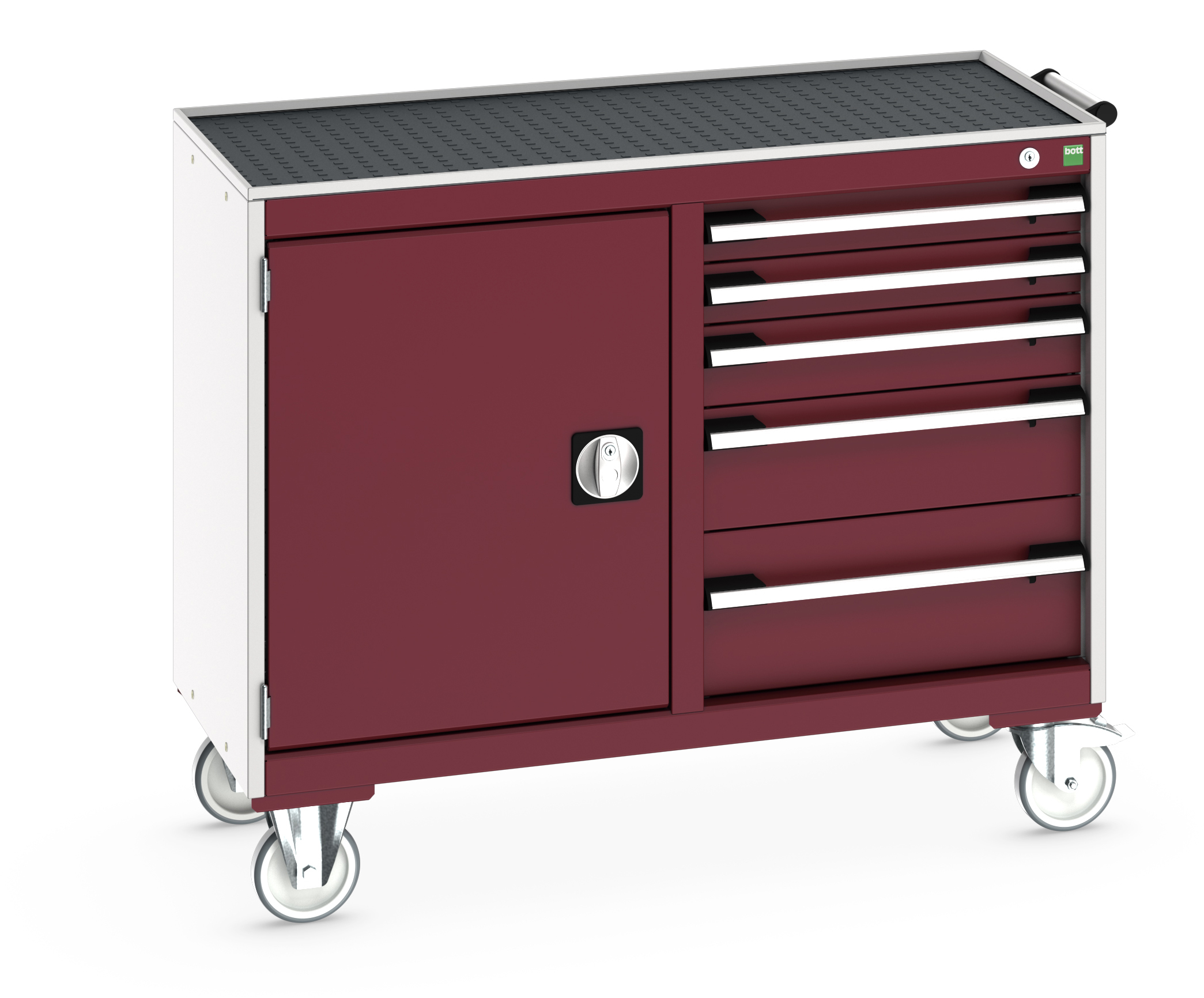 Bott Cubio Maintenance Trolley With Cupboard / 5 Drawers & Top Tray With Mat (525/525) - 41006009.24V
