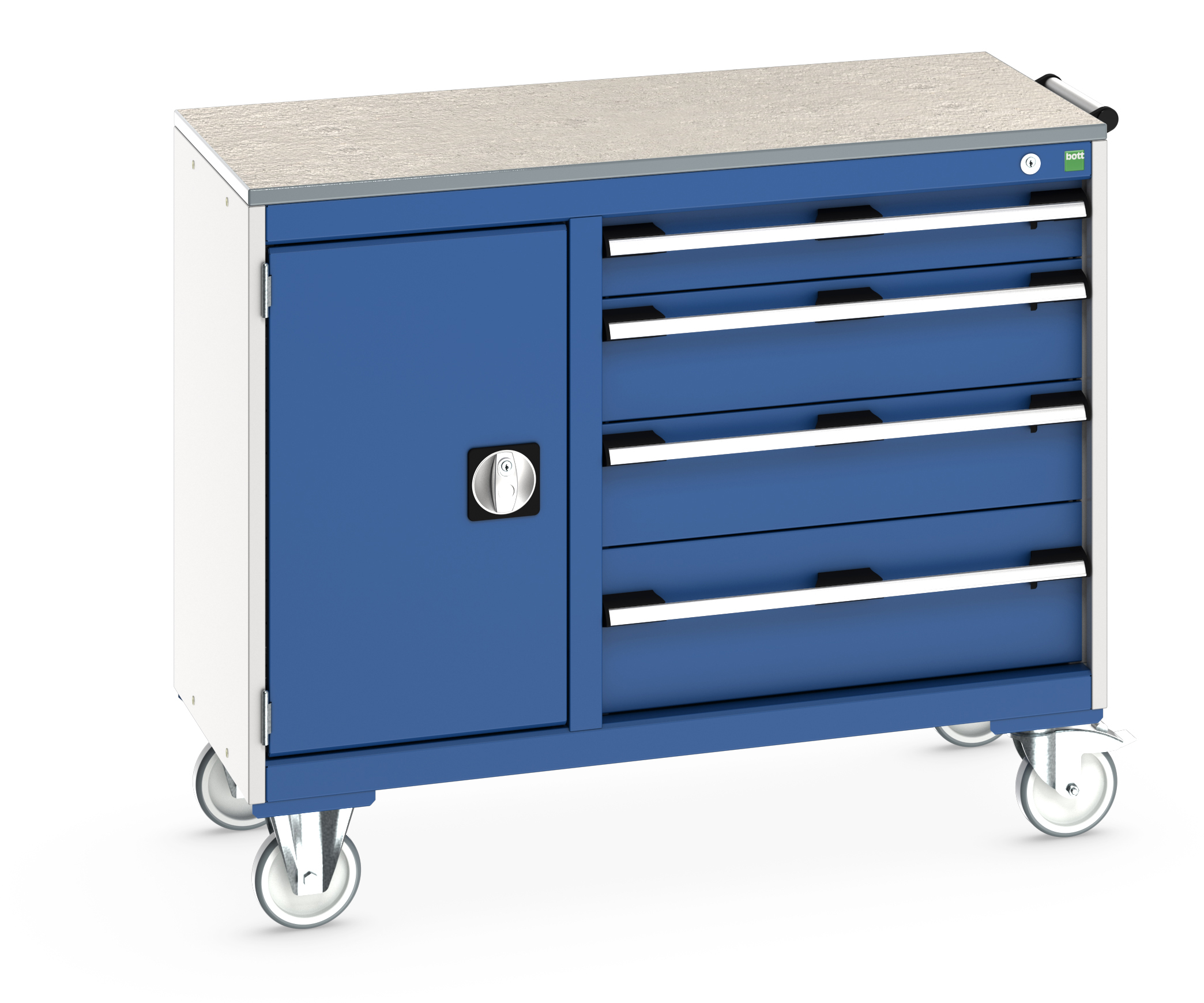Bott Cubio Maintenance Trolley With Cupboard / 4 Drawers & Lino Top (400/650) - 41006011.11V