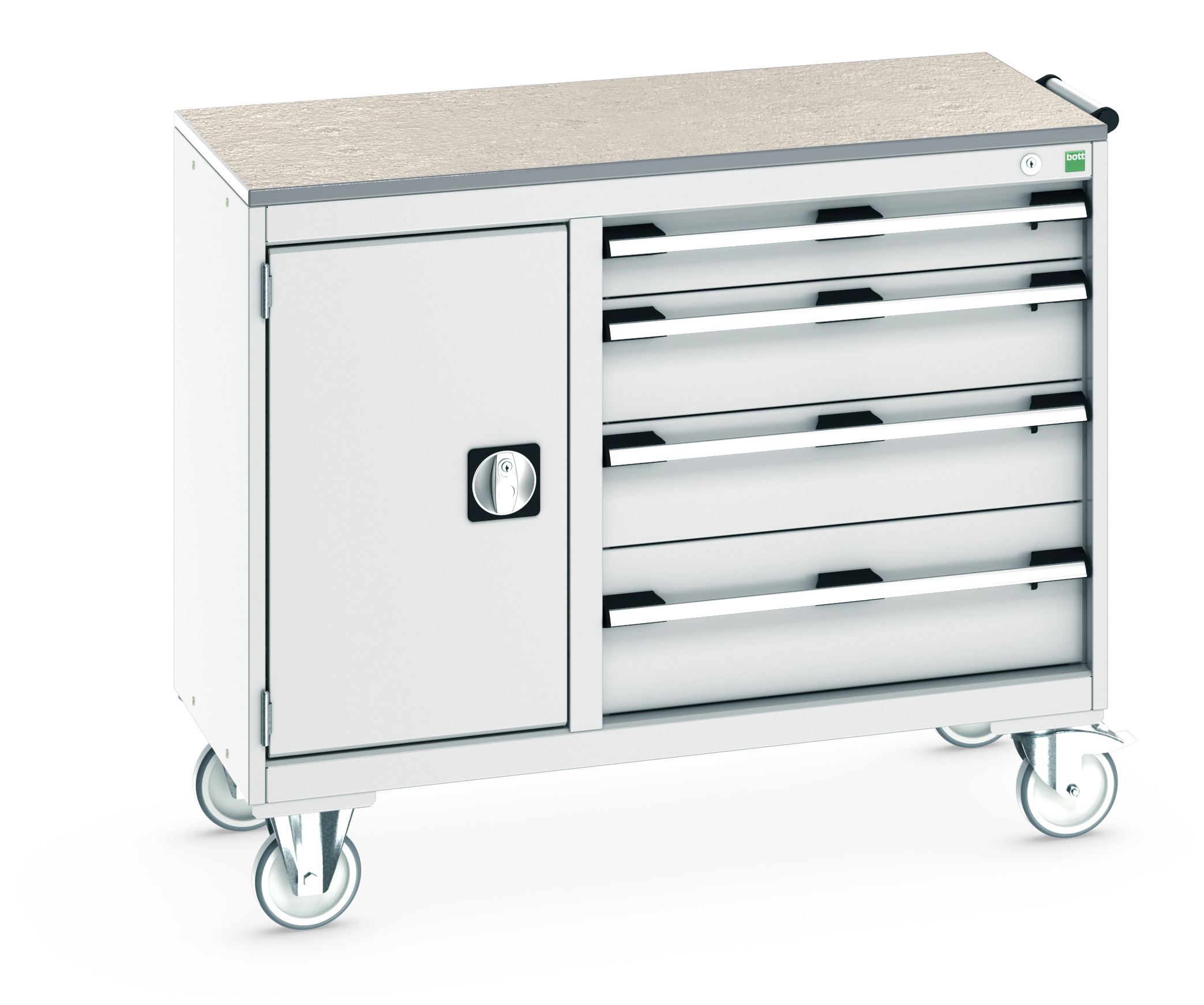 Bott Cubio Maintenance Trolley With Cupboard / 4 Drawers & Lino Top (400/650) - 41006011.16V