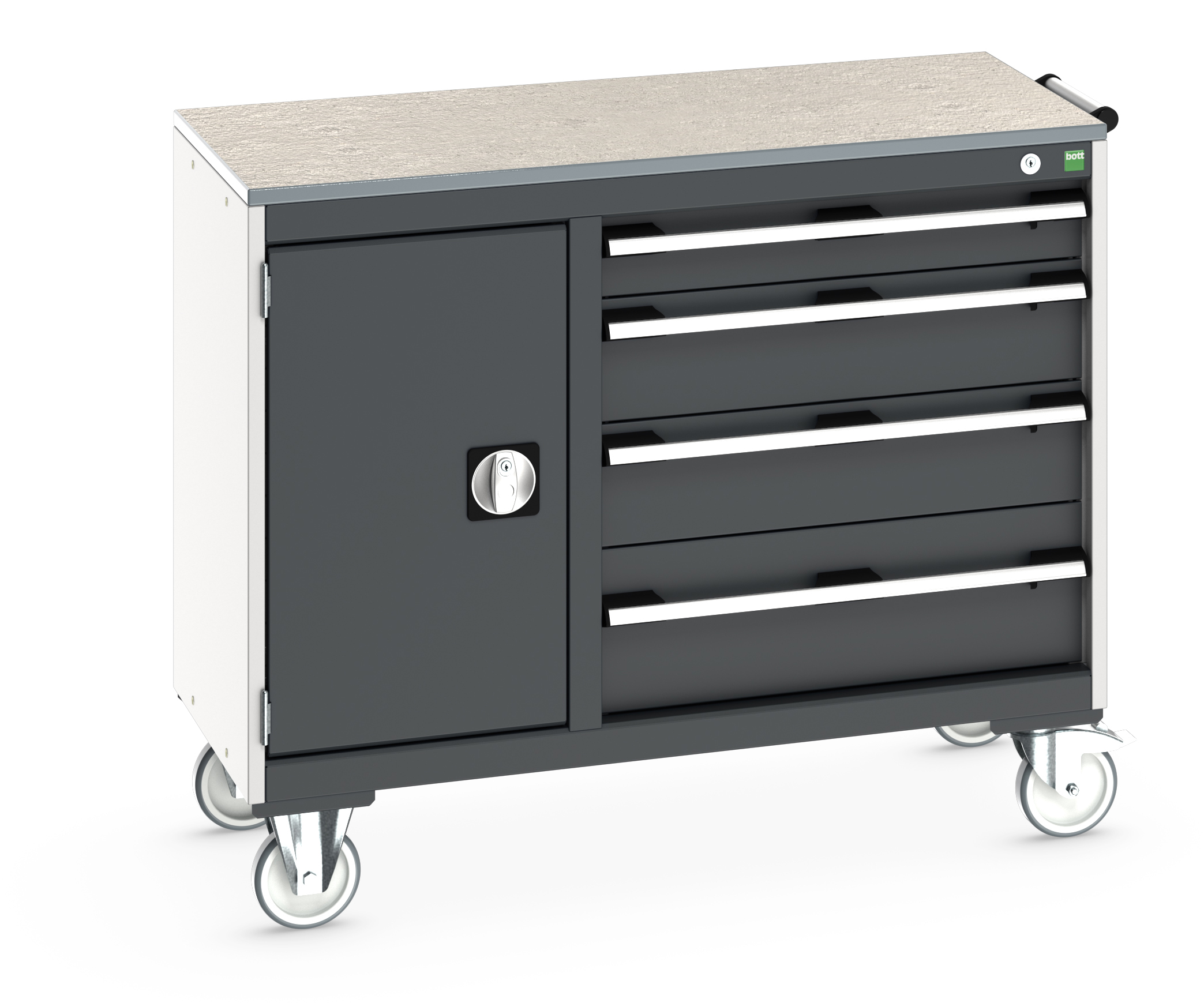 Bott Cubio Maintenance Trolley With Cupboard / 4 Drawers & Lino Top (400/650) - 41006011.19V