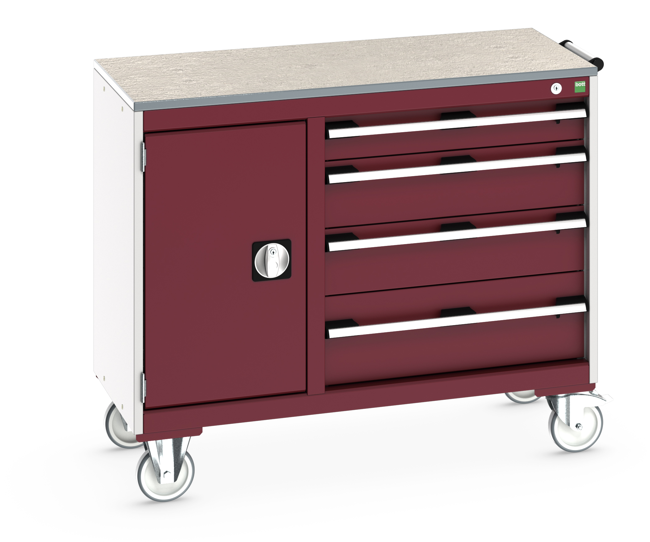 Bott Cubio Maintenance Trolley With Cupboard / 4 Drawers & Lino Top (400/650) - 41006011.24V