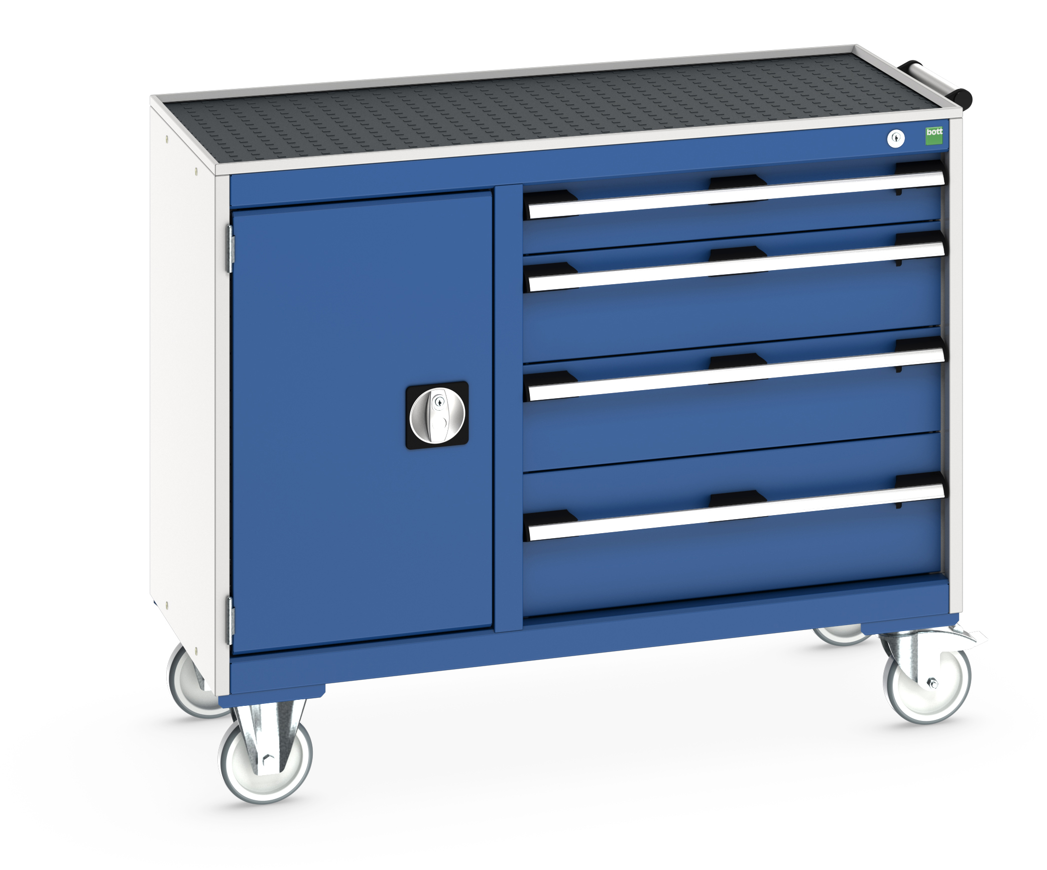 Bott Cubio Maintenance Trolley With Cupboard / 4 Drawers & Top Tray With Mat (400/650) - 41006012.11V