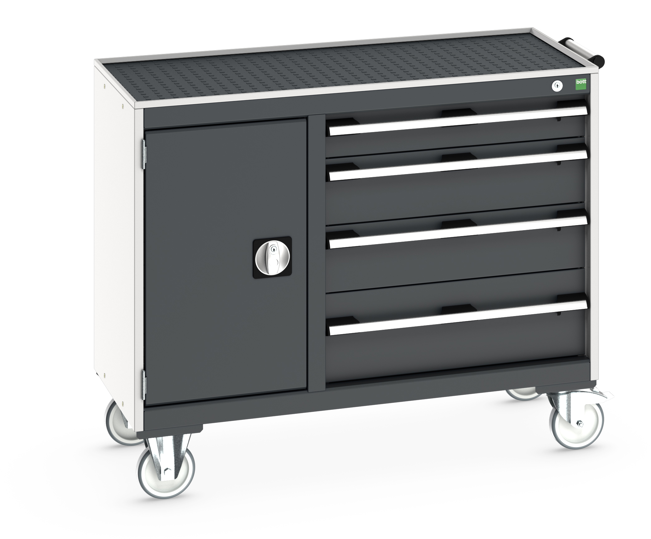 Bott Cubio Maintenance Trolley With Cupboard / 4 Drawers & Top Tray With Mat (400/650) - 41006012.19V