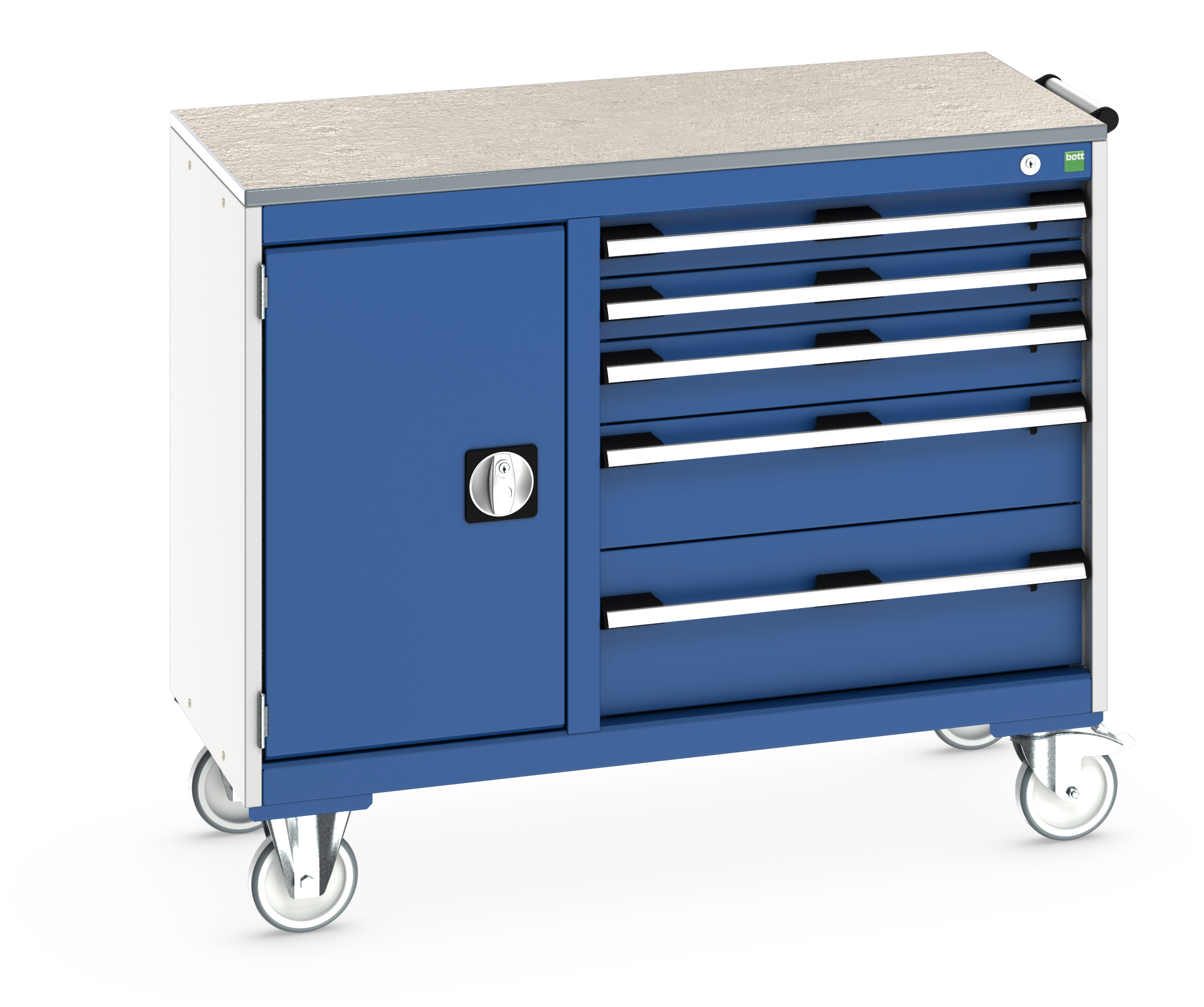 Bott Cubio Maintenance Trolley With Cupboard / 5 Drawers & Lino Top (400/650) - 41006014.11V