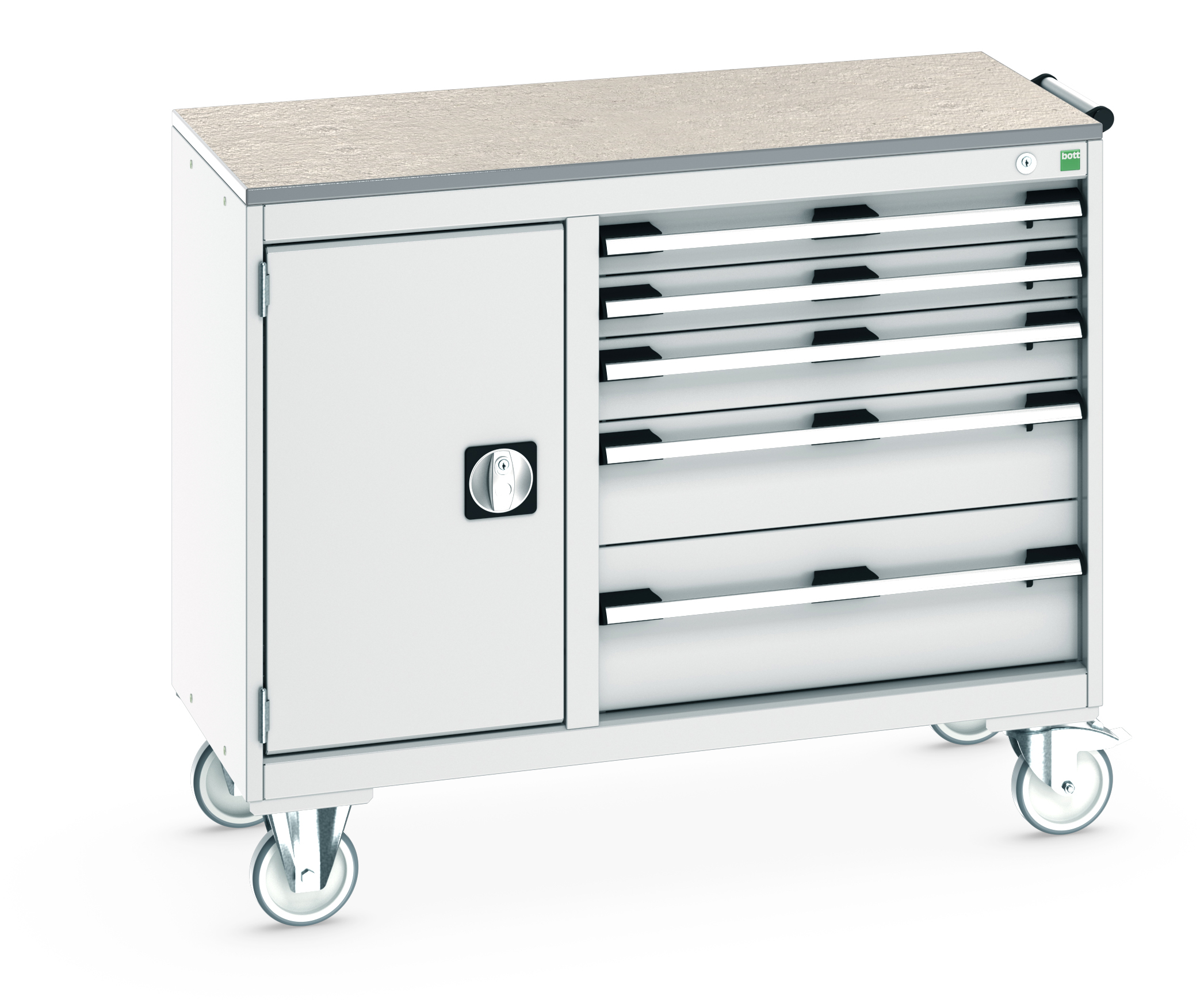 Bott Cubio Maintenance Trolley With Cupboard / 5 Drawers & Lino Top (400/650) - 41006014.16V