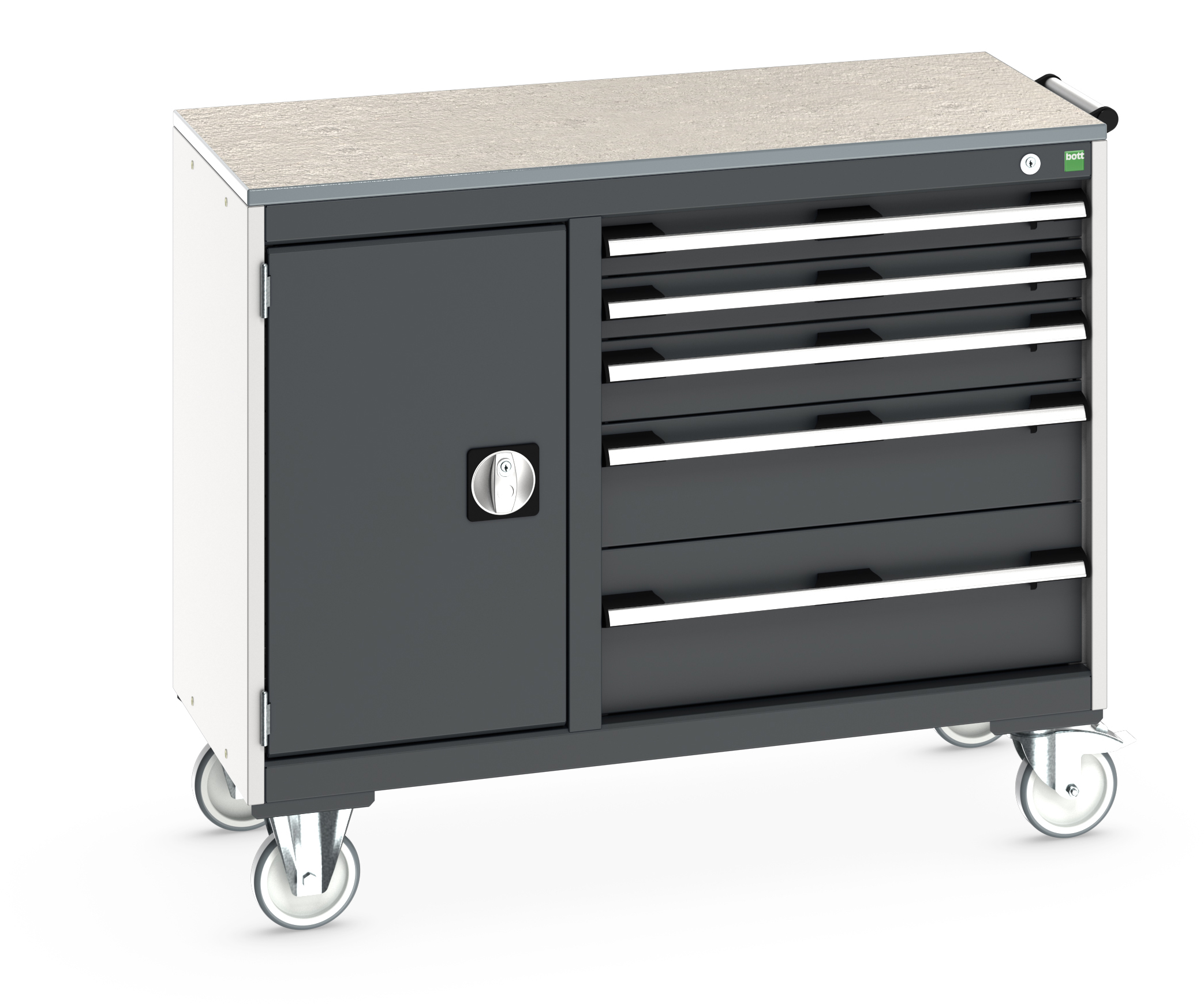 Bott Cubio Maintenance Trolley With Cupboard / 5 Drawers & Lino Top (400/650) - 41006014.19V