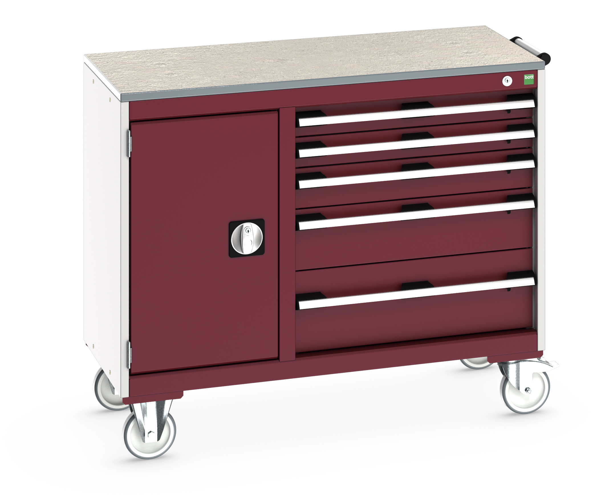 Bott Cubio Maintenance Trolley With Cupboard / 5 Drawers & Lino Top (400/650) - 41006014.24V