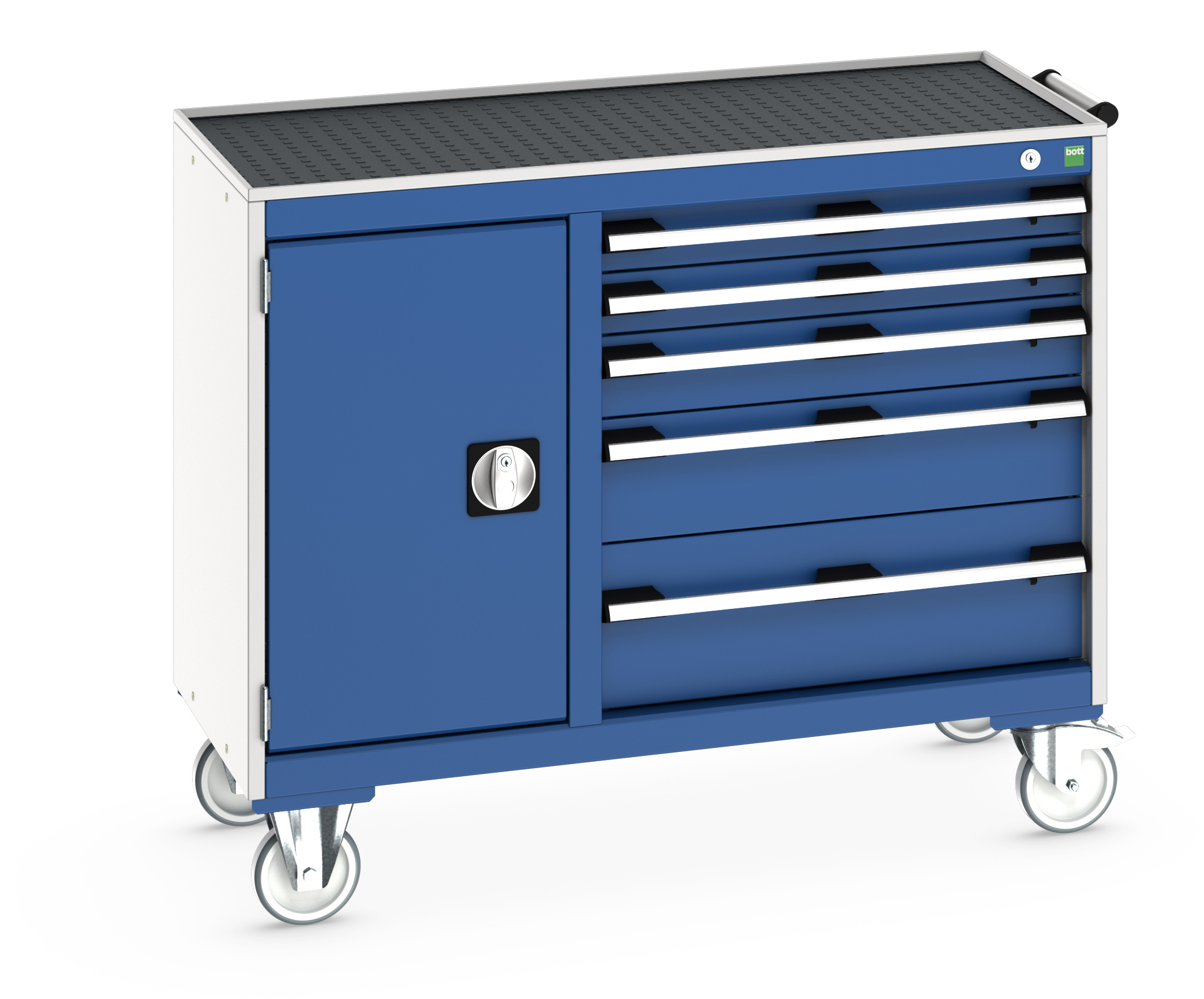 Bott Cubio Maintenance Trolley With Cupboard / 5 Drawers & Top Tray With Mat (400/650) - 41006015.11V
