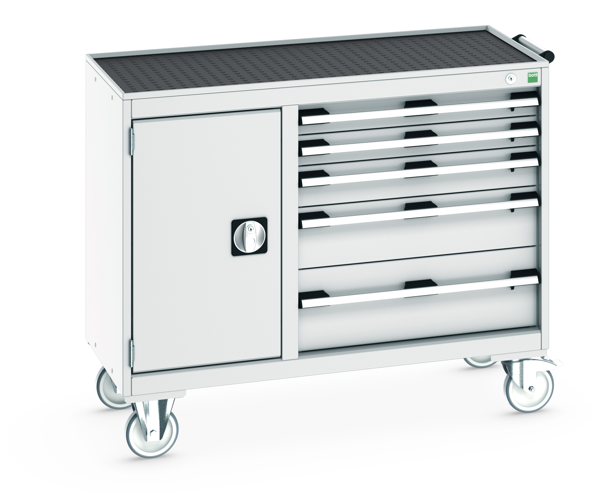 Bott Cubio Maintenance Trolley With Cupboard / 5 Drawers & Top Tray With Mat (400/650) - 41006015.16V