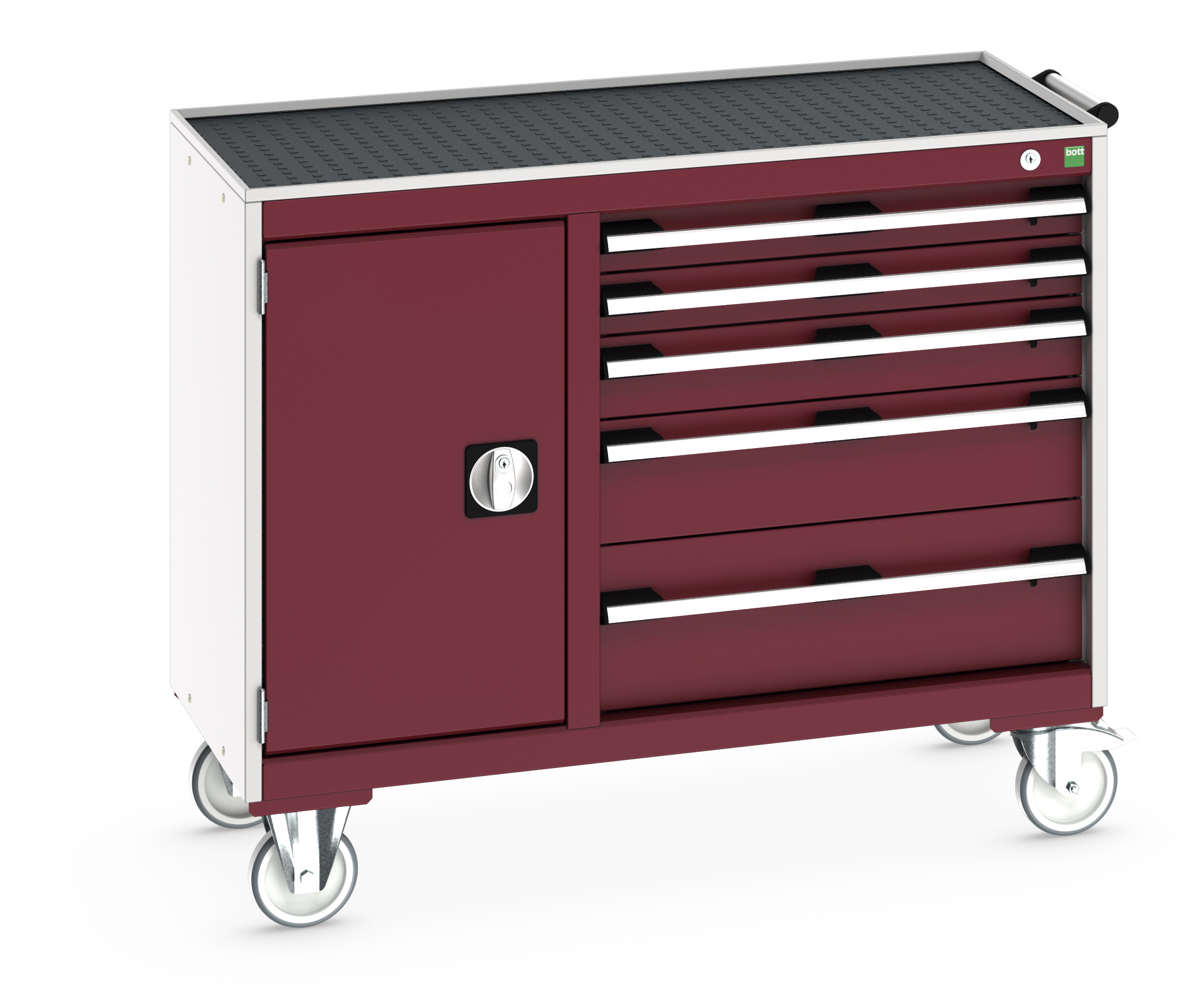Bott Cubio Maintenance Trolley With Cupboard / 5 Drawers & Top Tray With Mat (400/650) - 41006015.24V