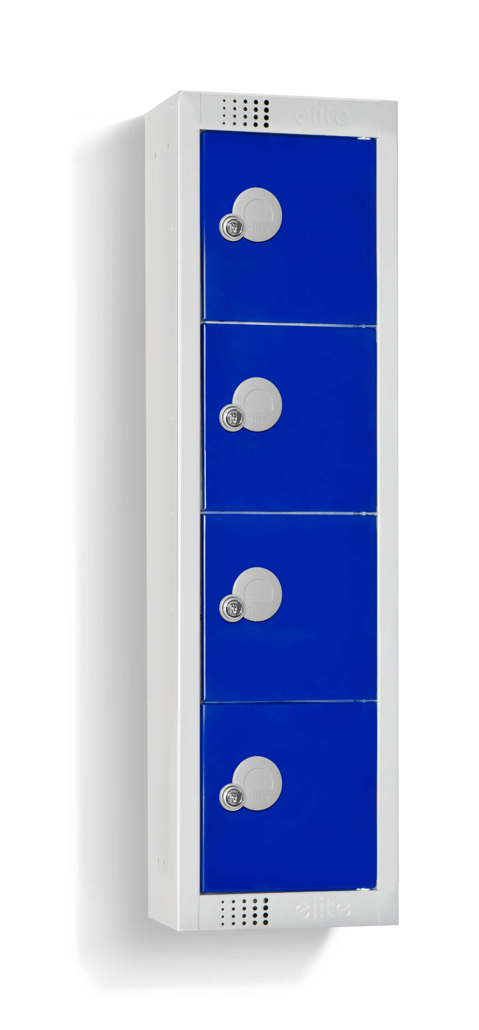 Elite Wall Mounted Personal Effects Locker - 4 Door Blue